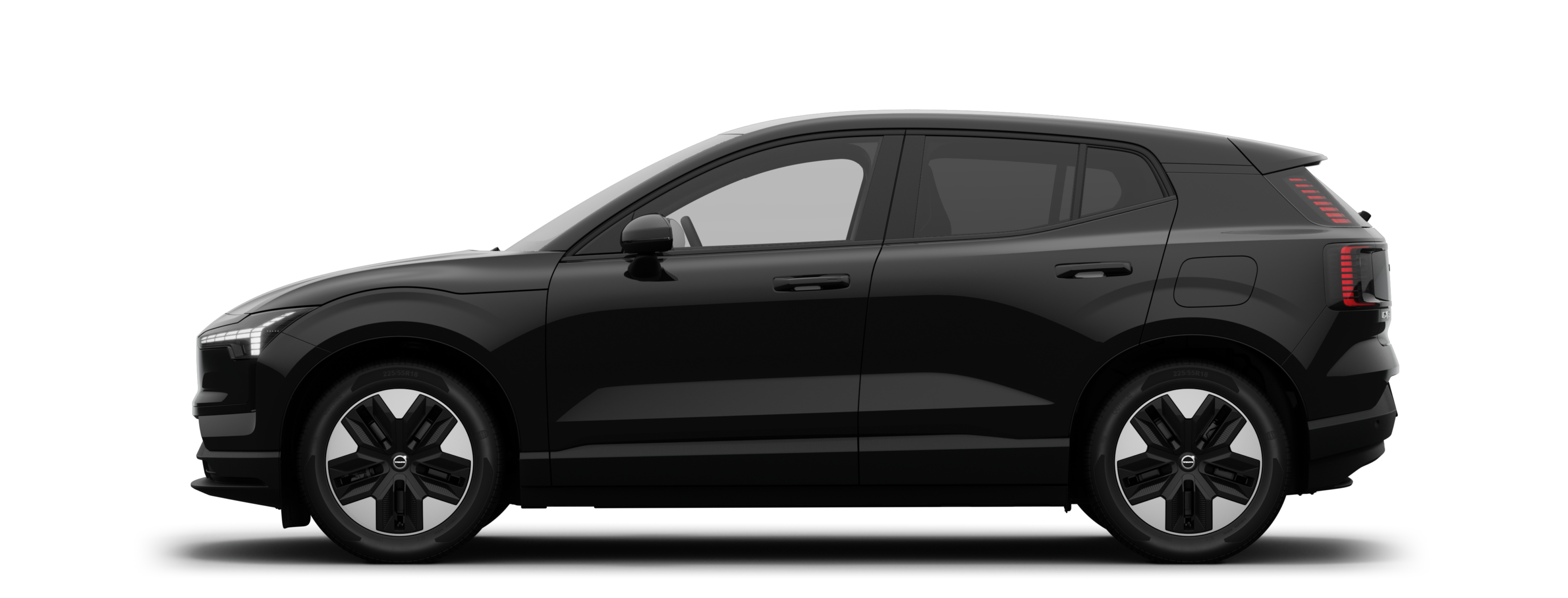 Zijaanzicht van een EX30 Elektrisch