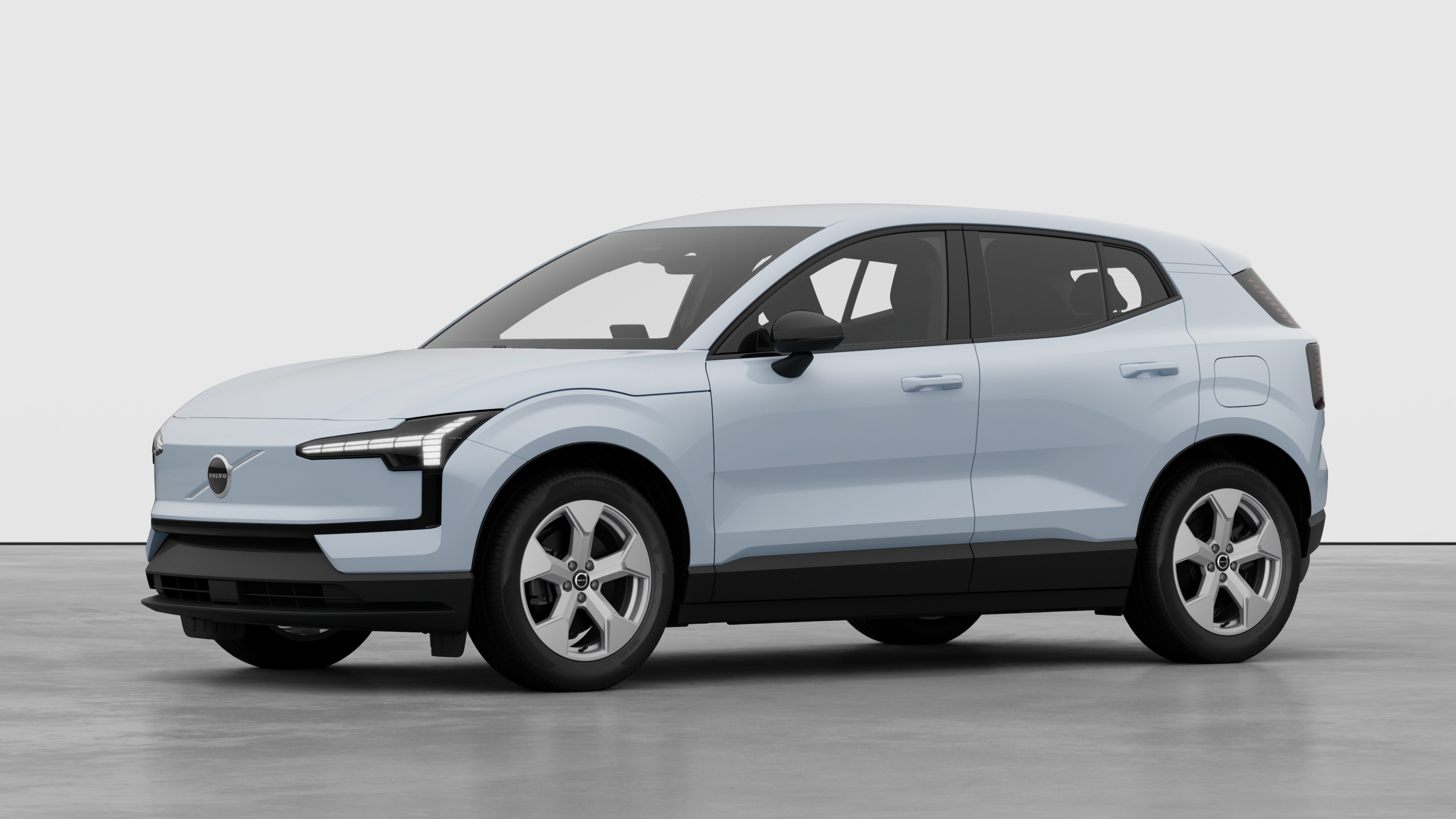 Volvo-auto ulkoa kolmen neljänneksen näkymässä, tavallinen studiotausta.
