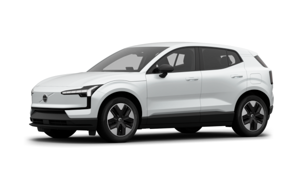 Volvo-eksteriør i trekvart visning, vanlig studiobakgrunn.