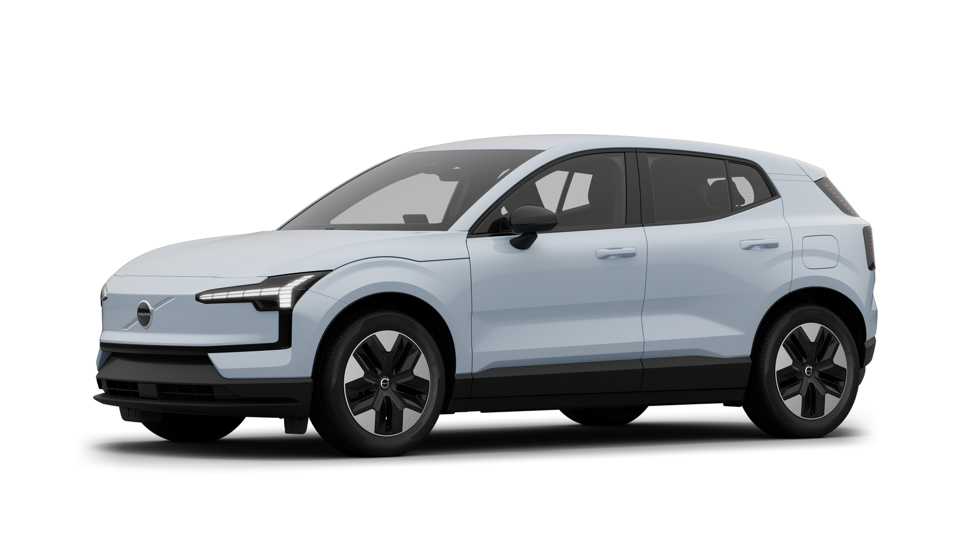 Pjesa e jashtme e makinës Volvo në pamje me tre çerek, sfond i thjeshtë i studios.