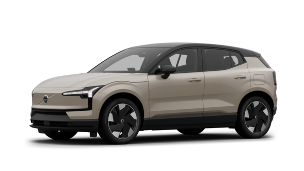 Volvo-bilens eksteriør i trekvartvisning, almindelig studiebaggrund.