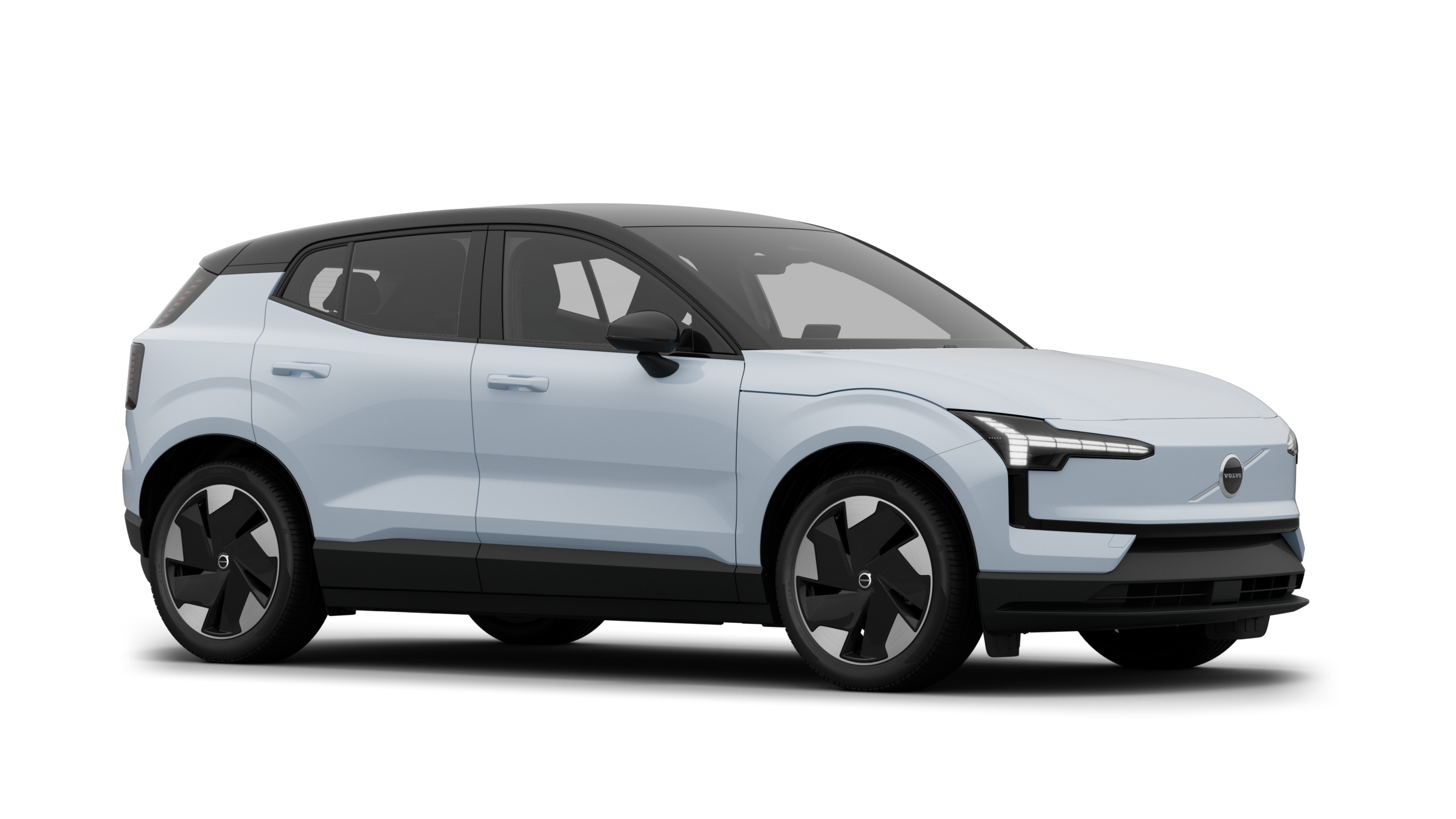 Volvo car exterior, three-quarter view in a plain studio background.