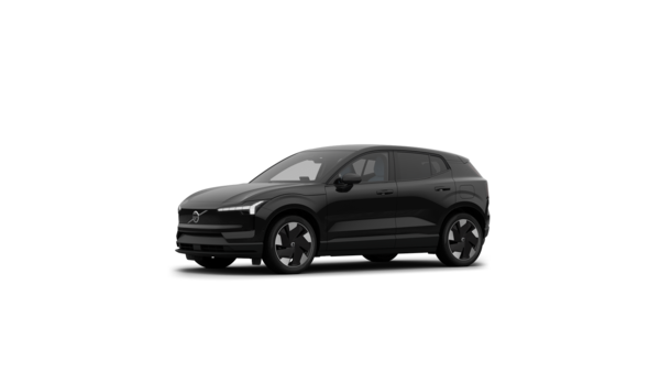 Vue de trois quarts de l’extérieur d’une Volvo sur un fond de studio uni.