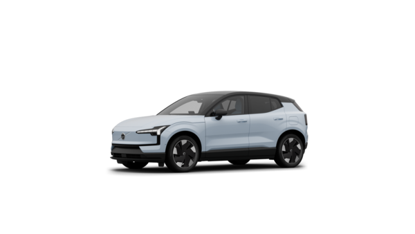 Vista esterna di tre quarti di un'auto Volvo in uno studio semplice.