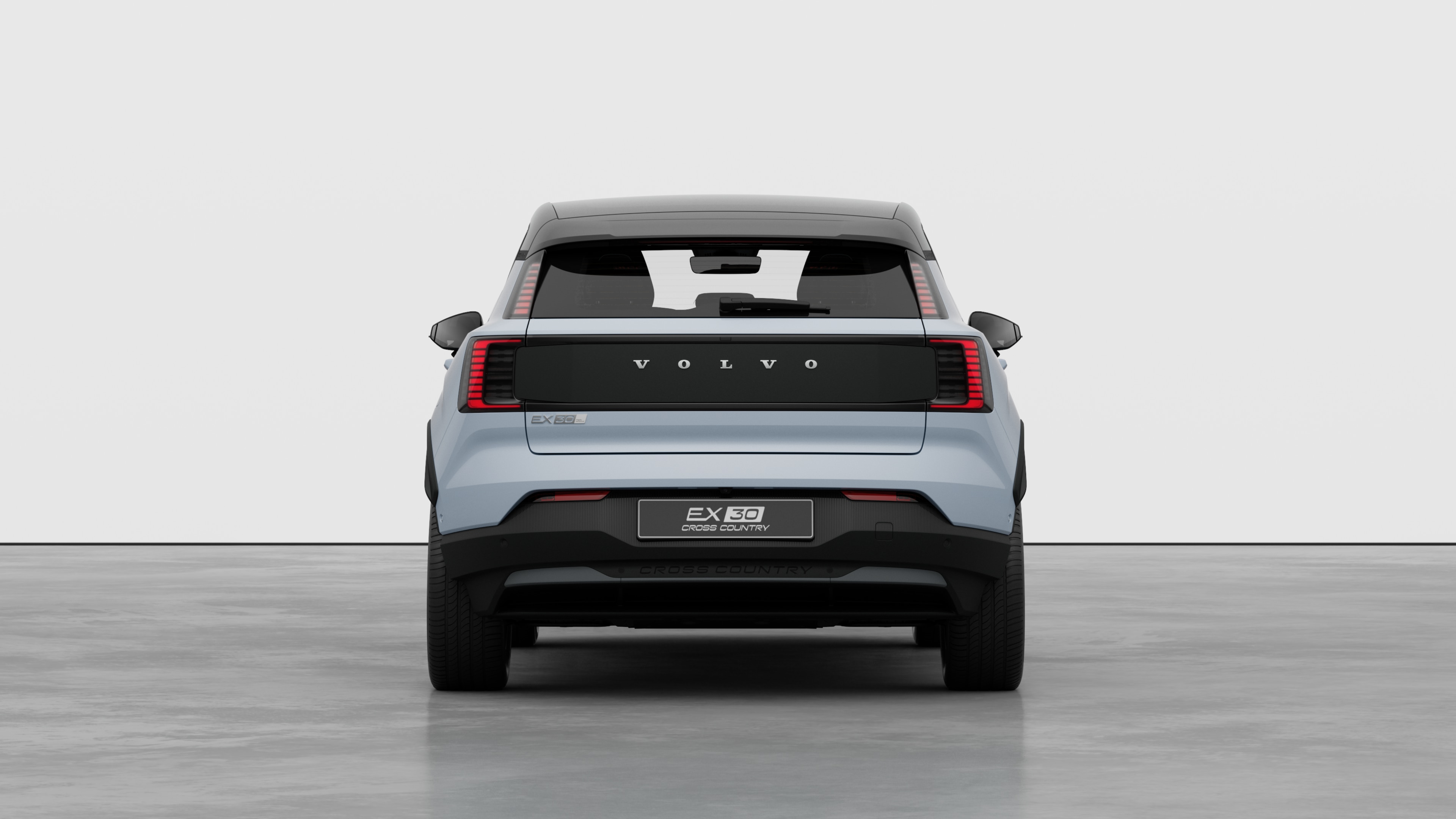 Volvo car rear view against a plain studio background.