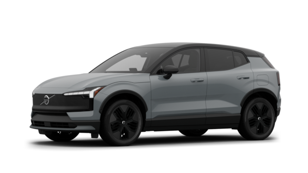 Volvo car exterior in three-quarter view, plain studio background.