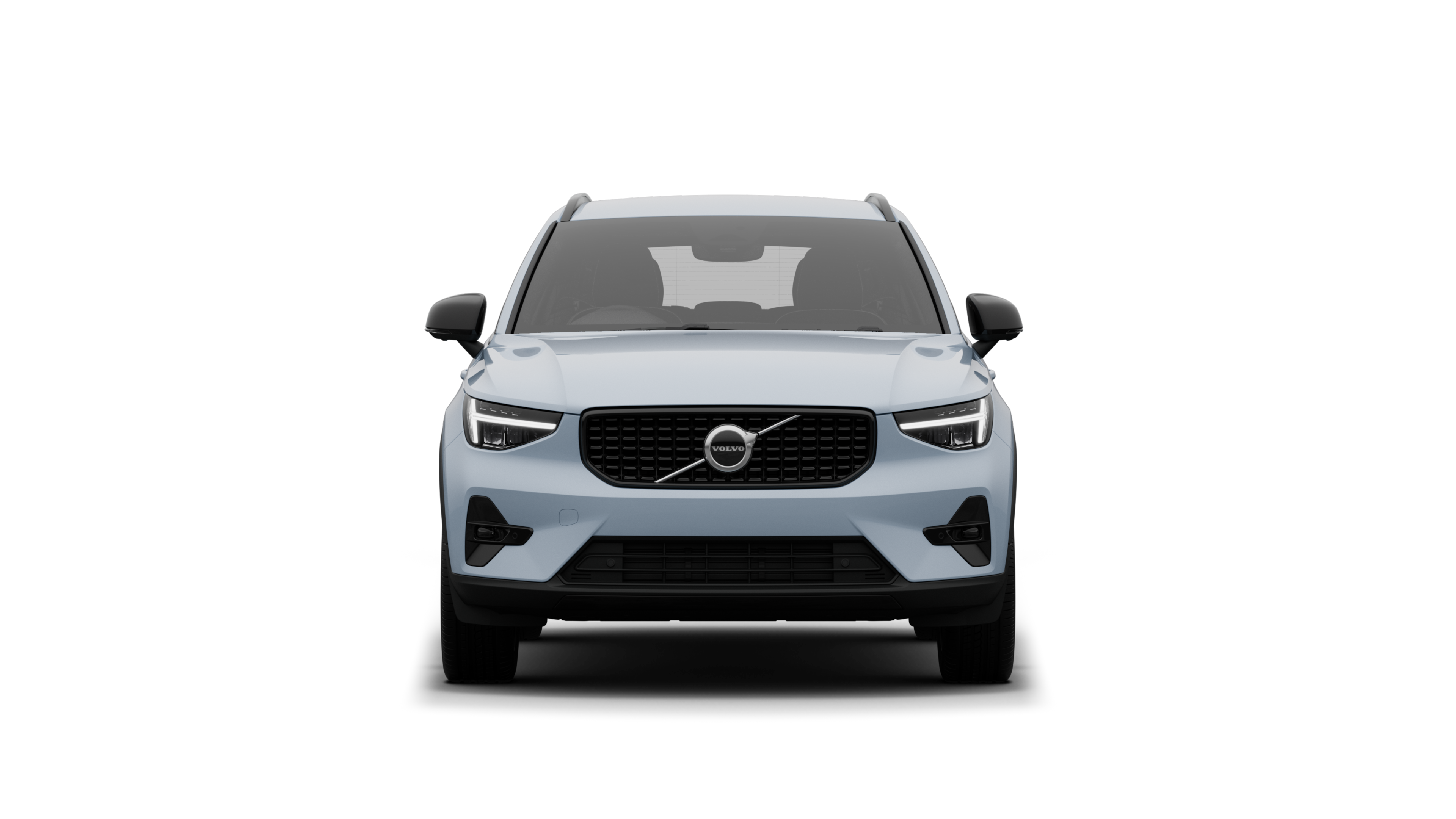 Front view of a Volvo car in a plain studio background.