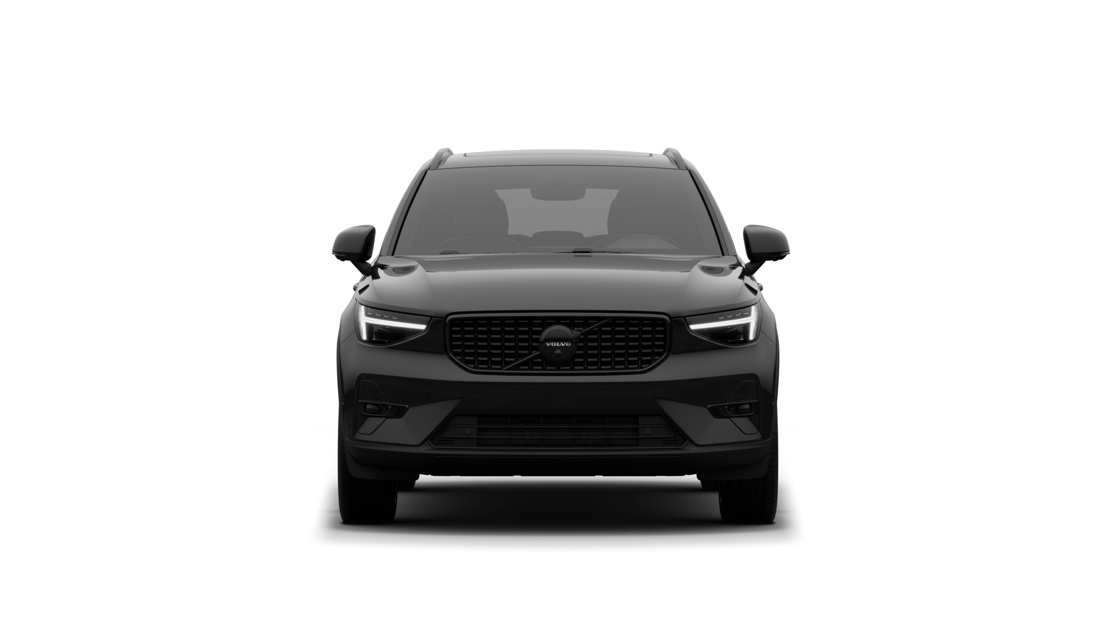 Front view of a Volvo car in a plain studio background.