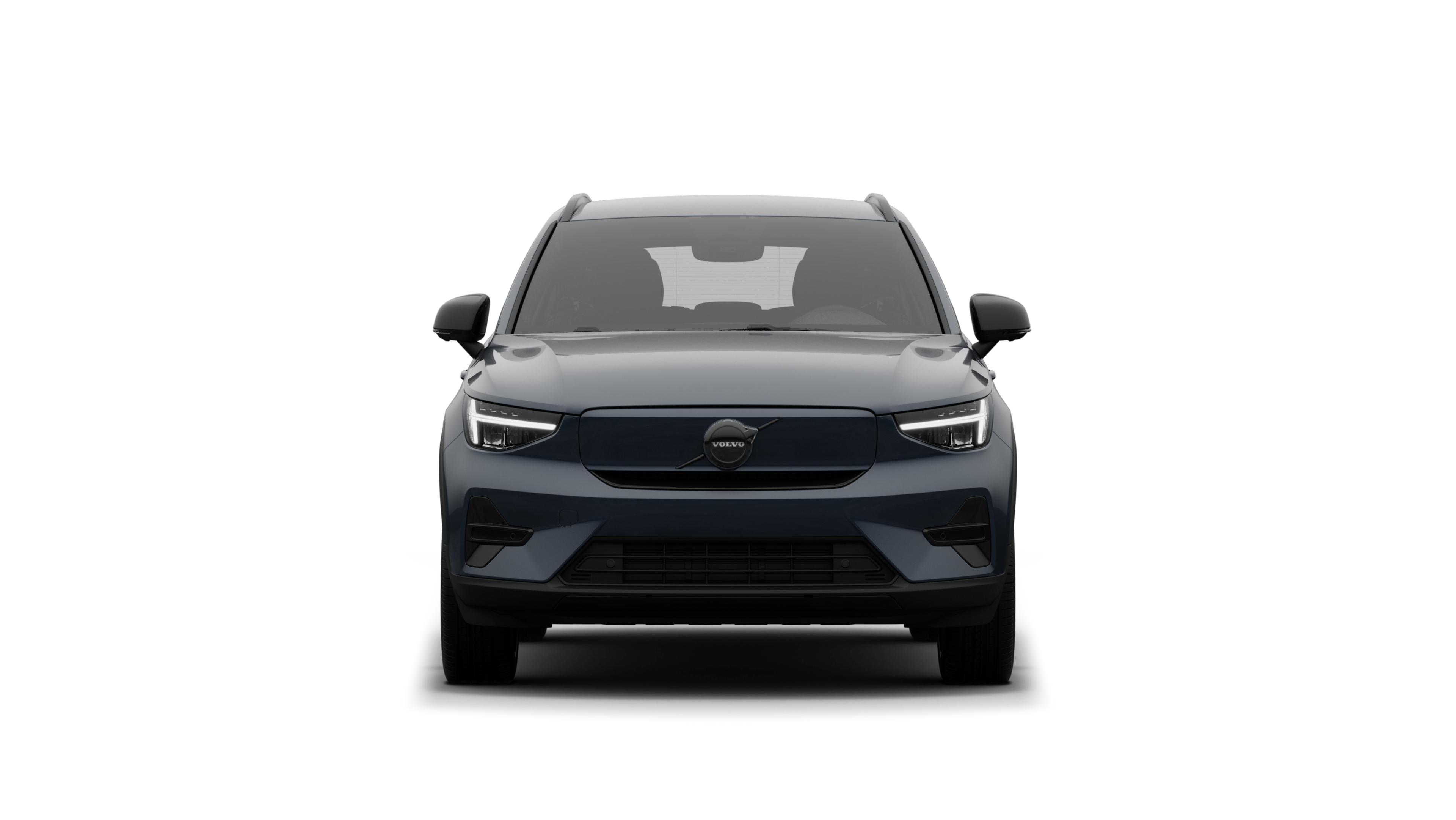 Vorderansicht eines Volvo vor dem Hintergrund eines schlichten Studios.