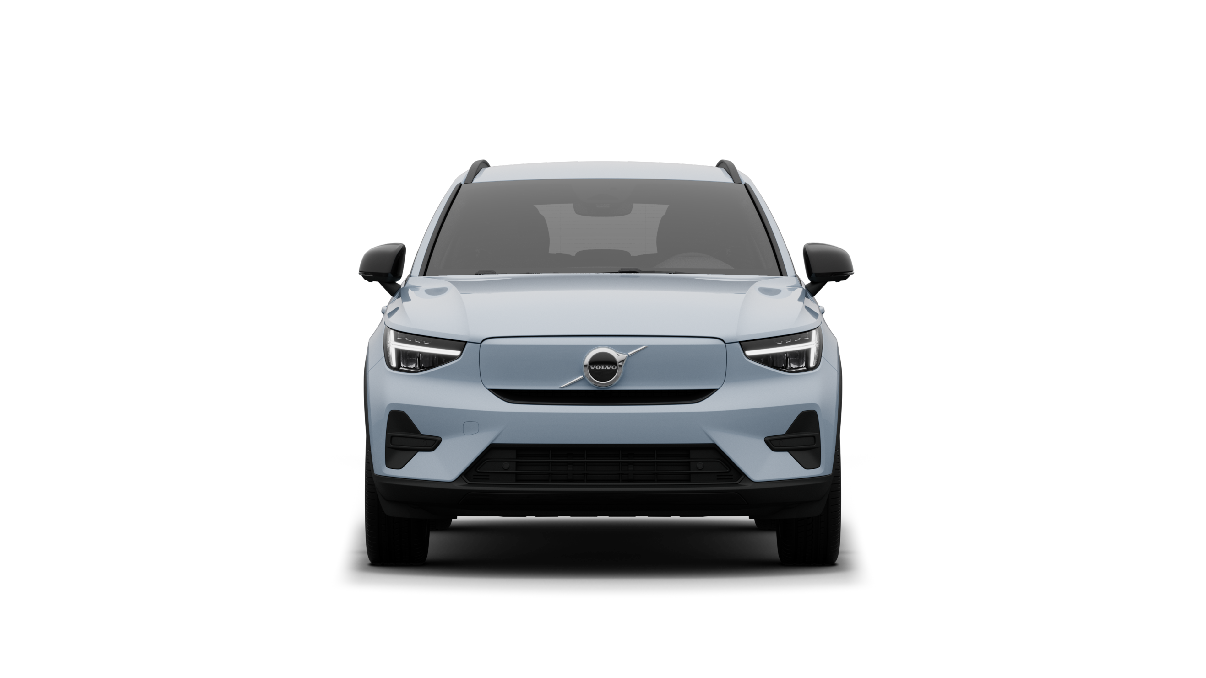 Front view of a Volvo car in a plain studio background.