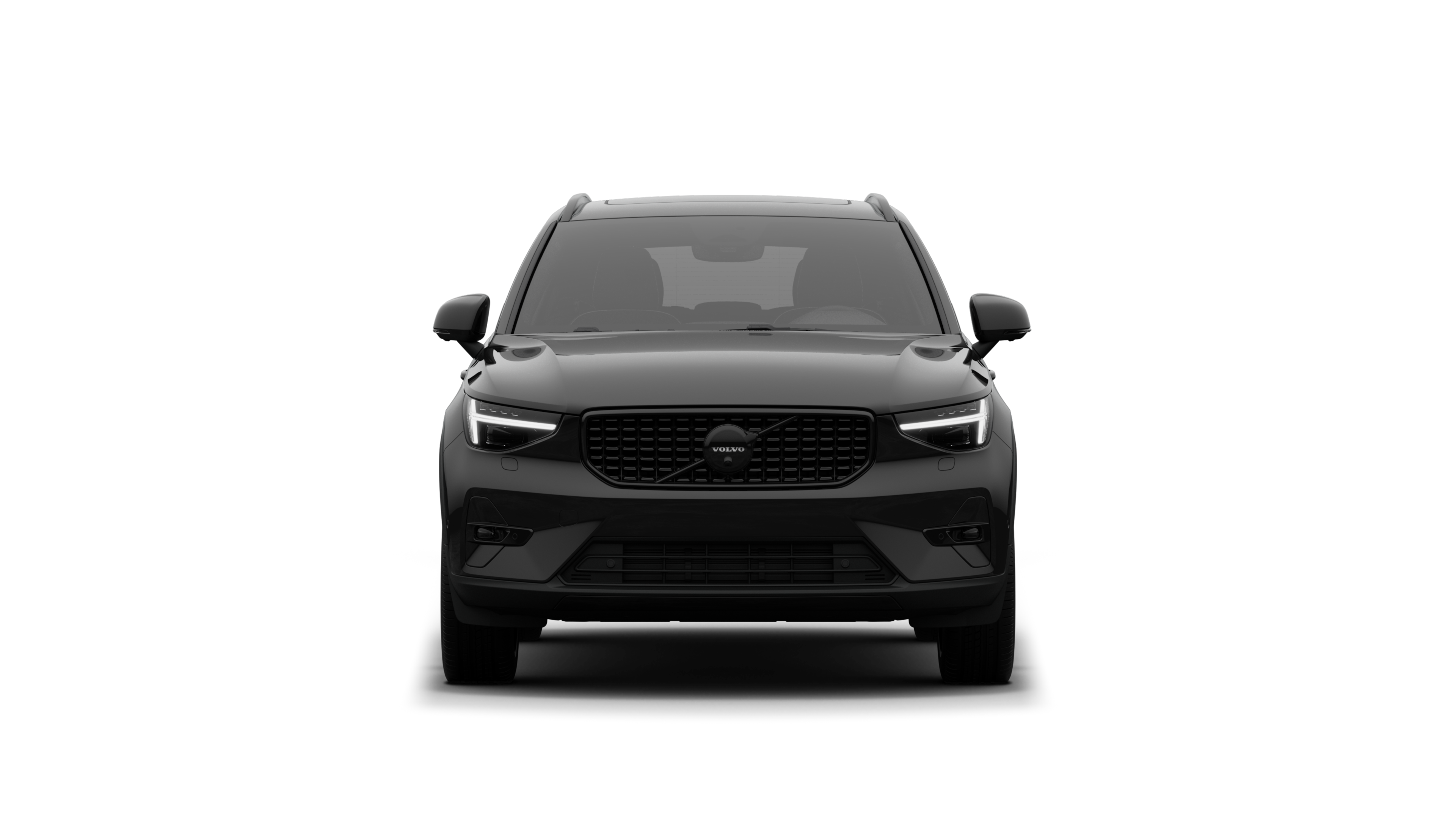 Front view of a Volvo car in a plain studio background.