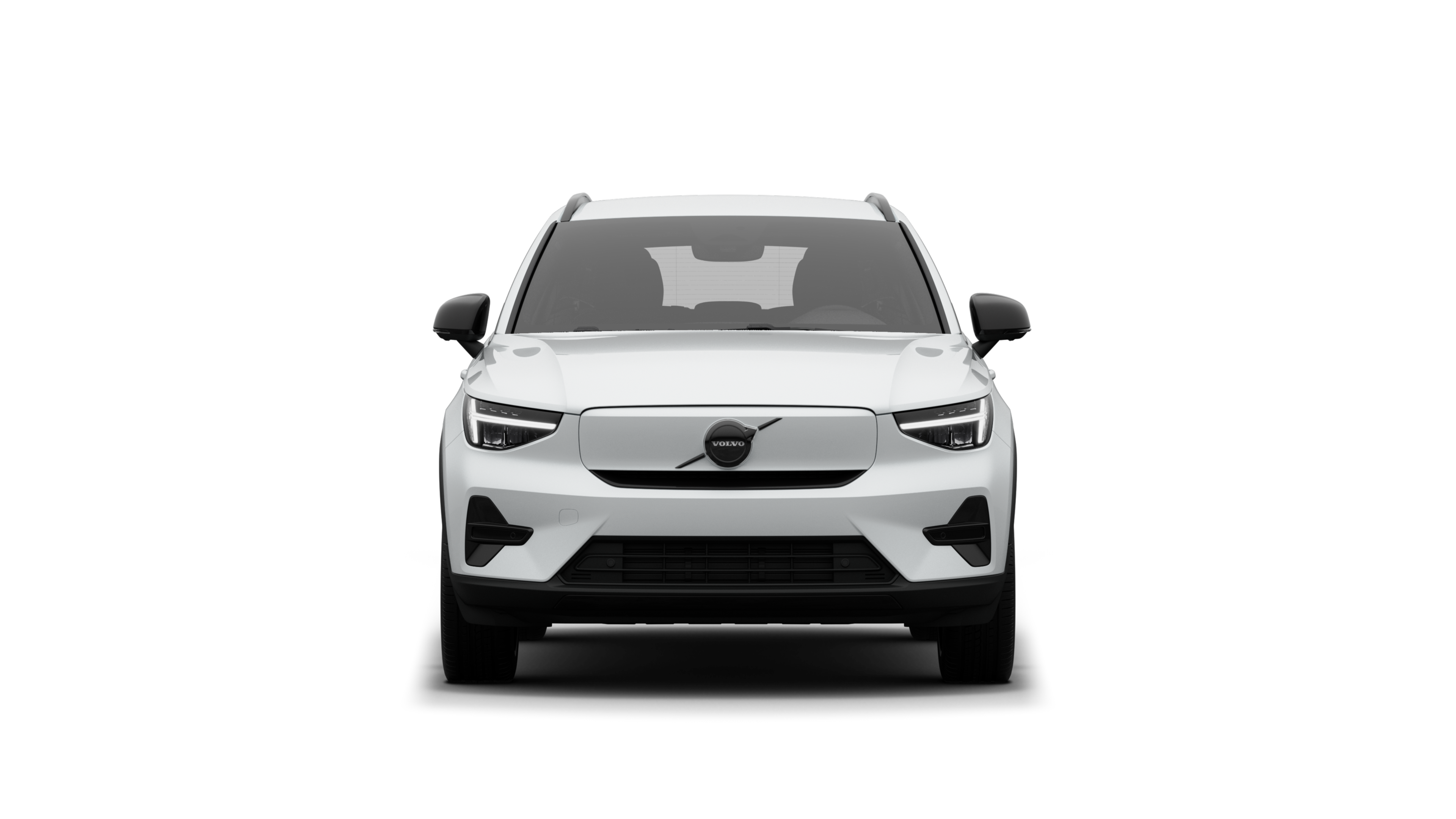 Vorderansicht eines Volvo vor dem Hintergrund eines schlichten Studios.