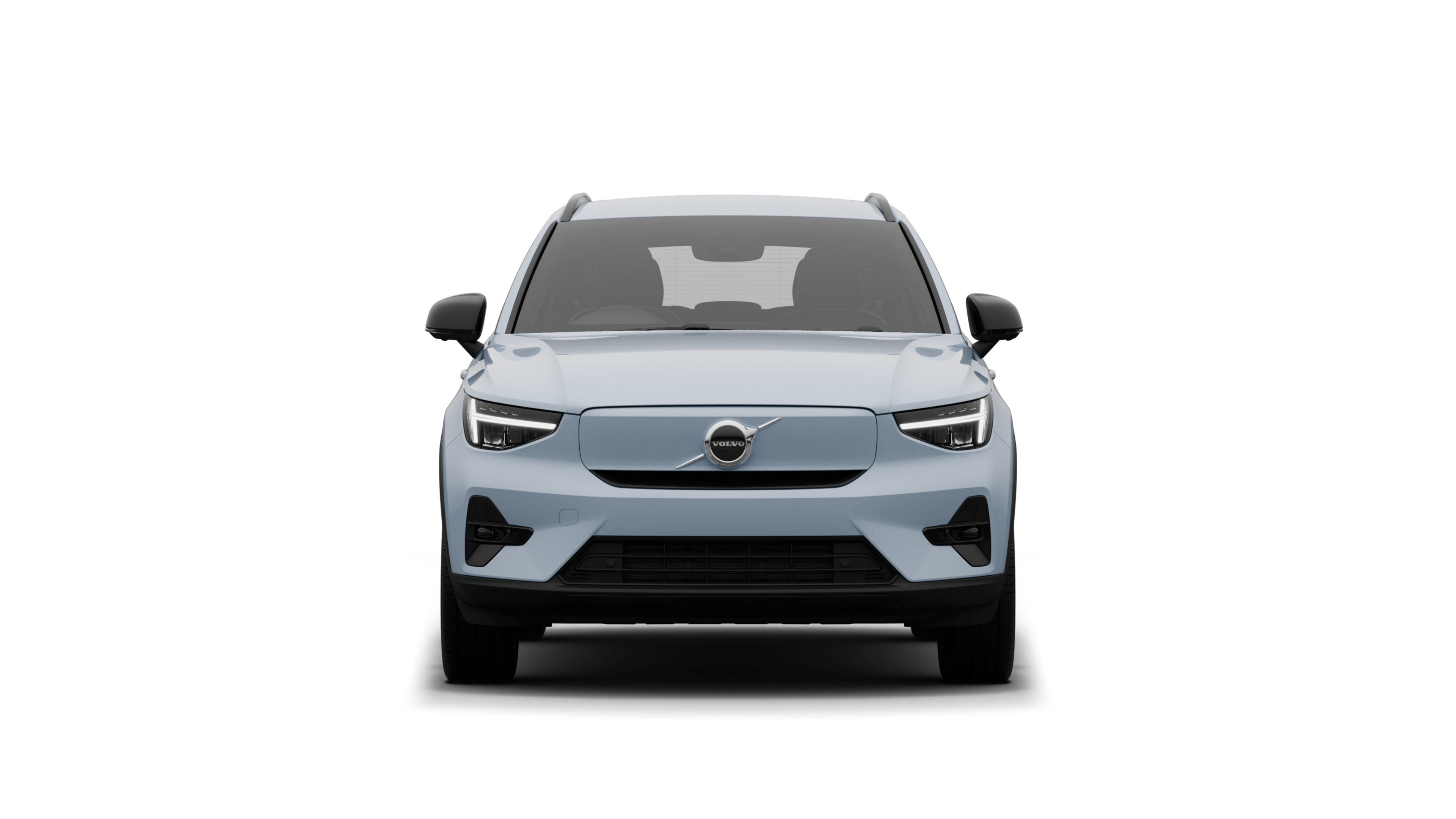 Front view of a Volvo car in a plain studio background.