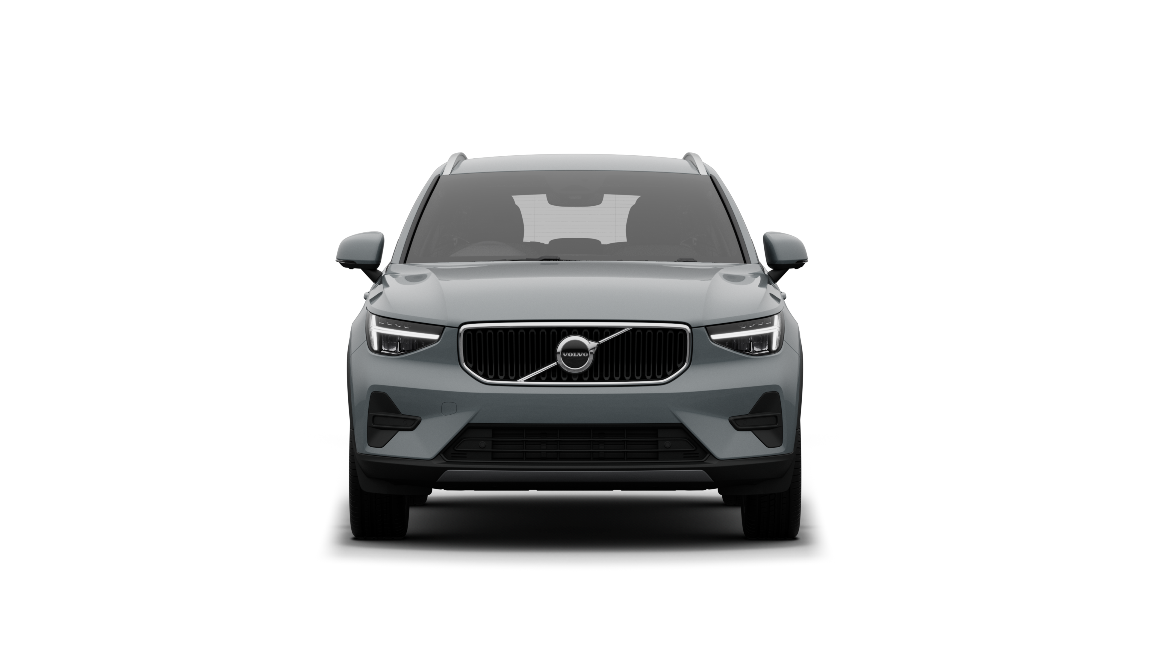Front view of a Volvo car in a plain studio background.