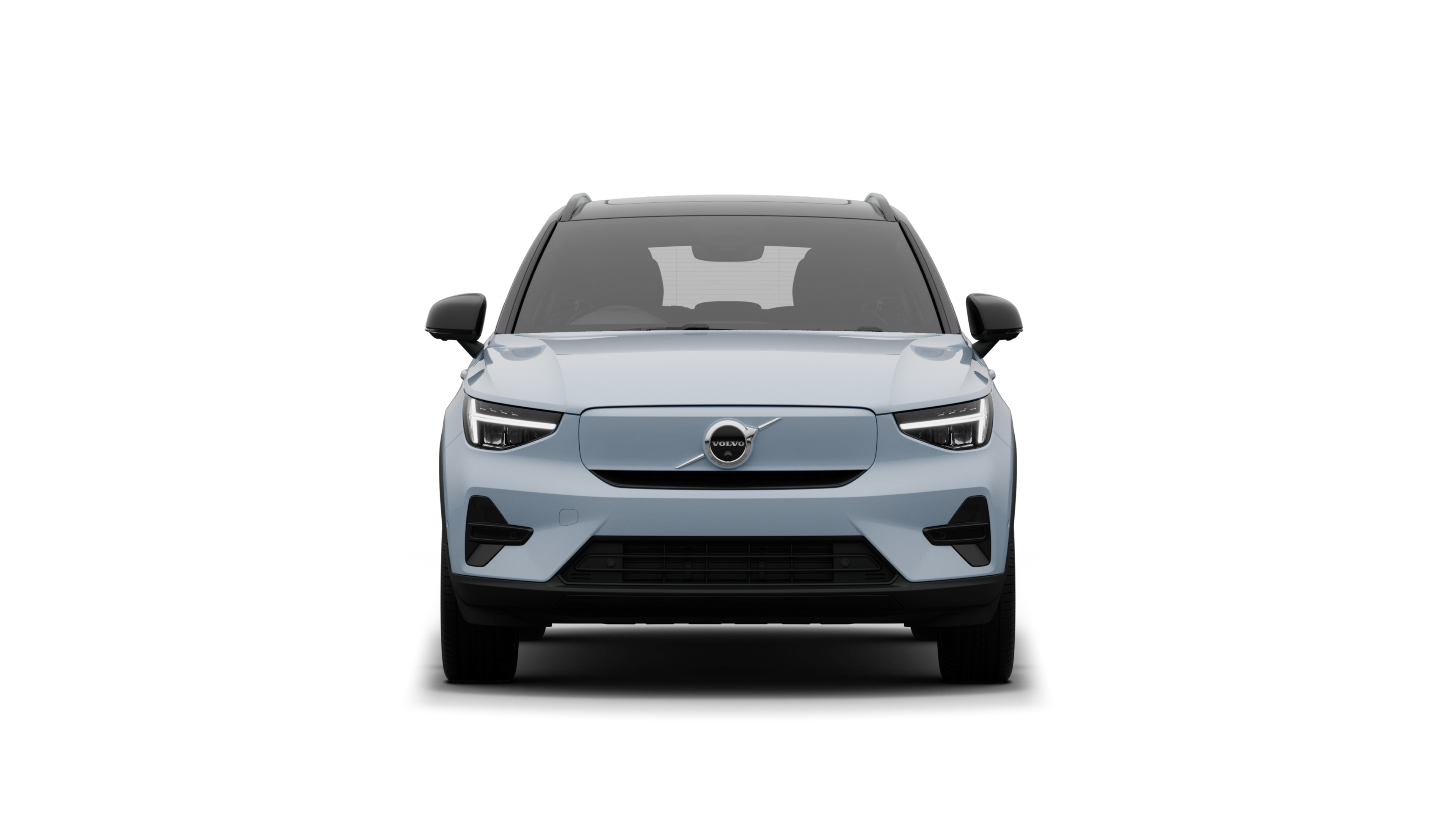 Front view of a Volvo car in a plain studio background.