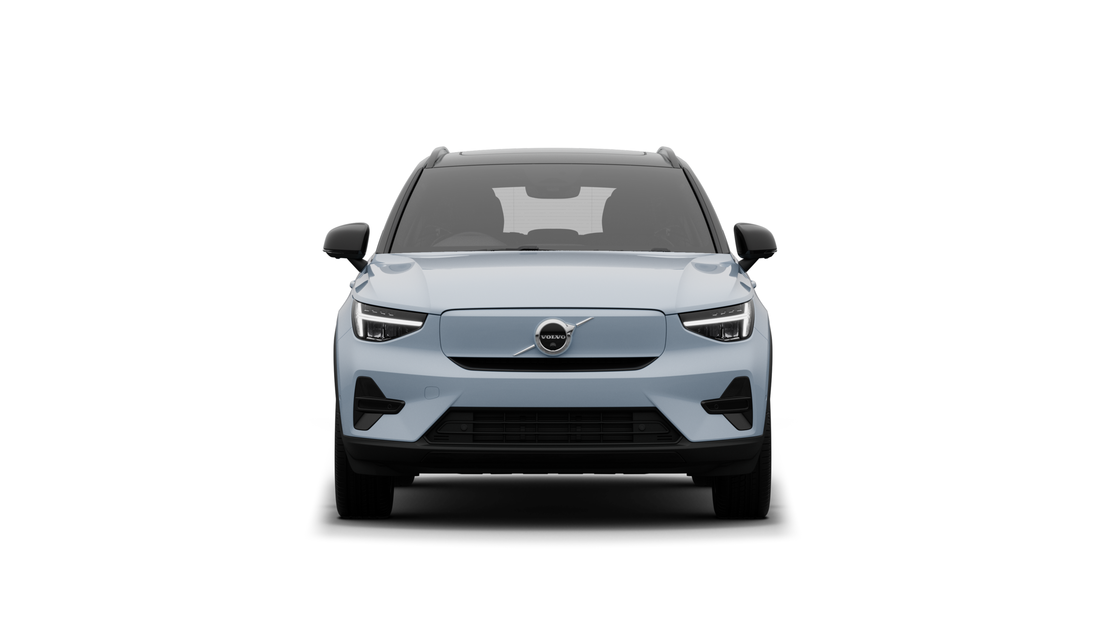Front view of a Volvo car in a plain studio background.