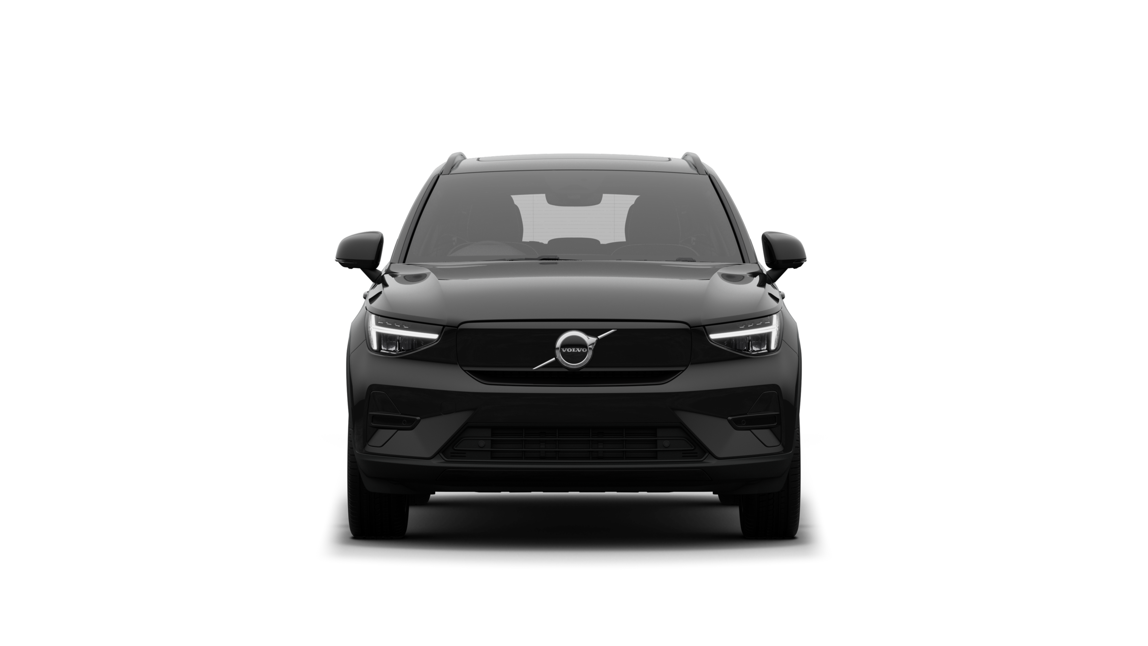 Front view of a Volvo car in a plain studio background.