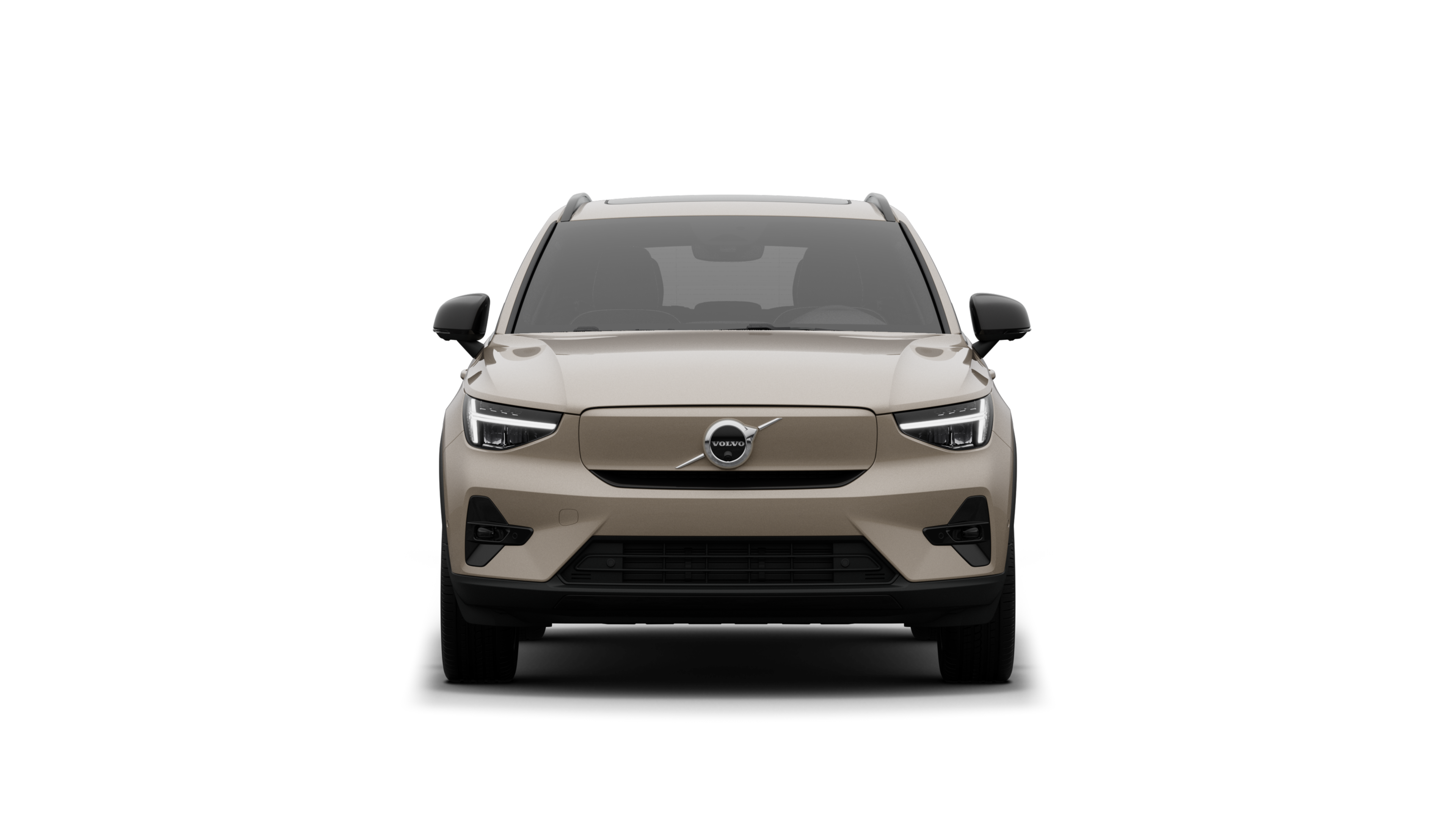 Front view of a Volvo car in a plain studio background.