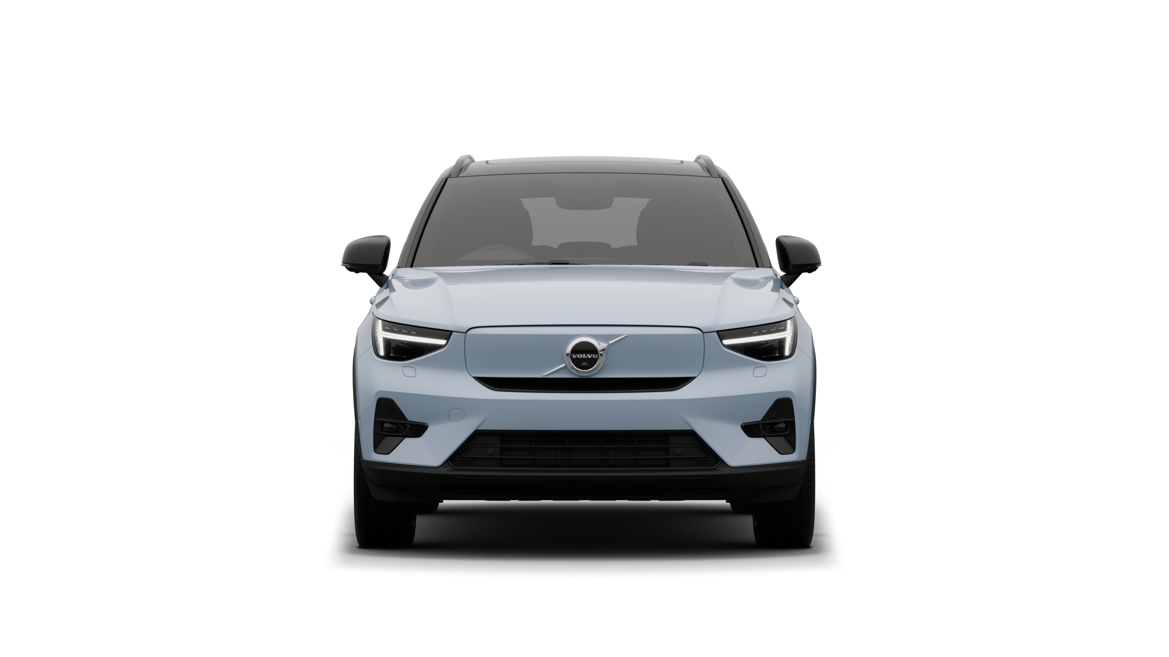 Front view of a Volvo car in a plain studio background.
