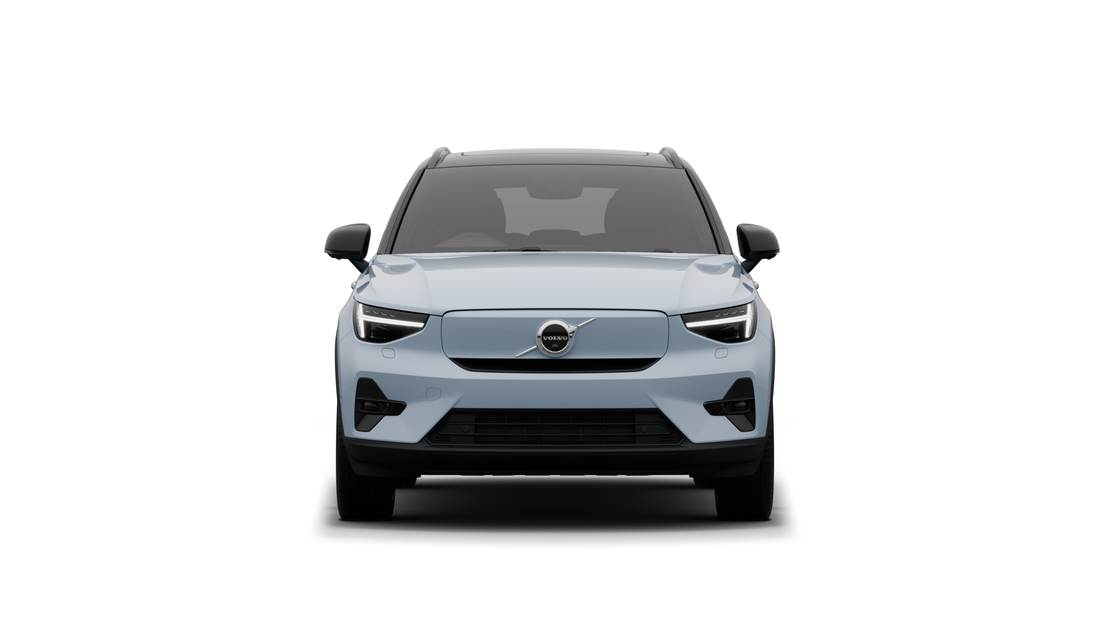 Front view of a Volvo car in a plain studio background.