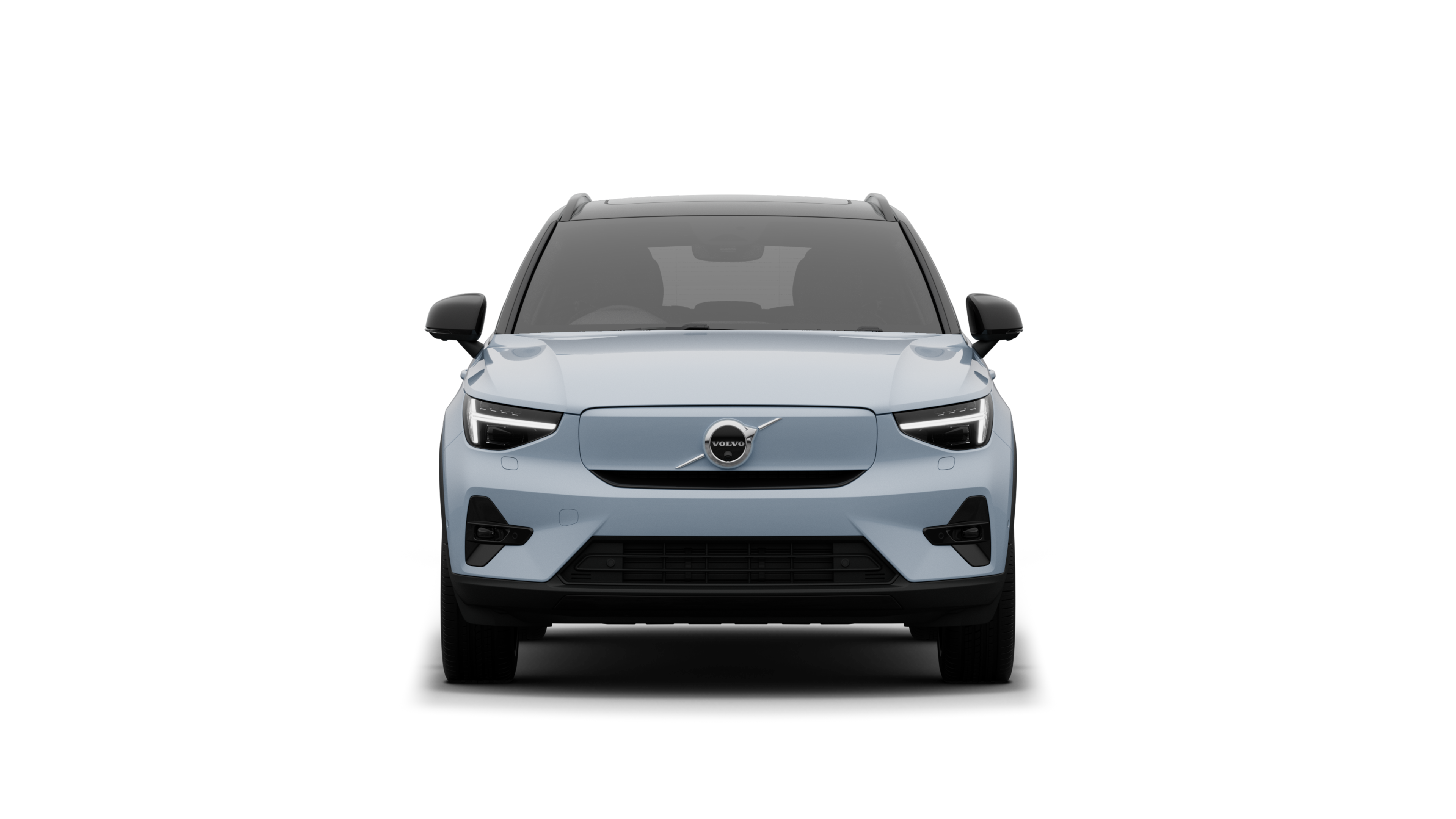 Front view of a Volvo car in a plain studio background.
