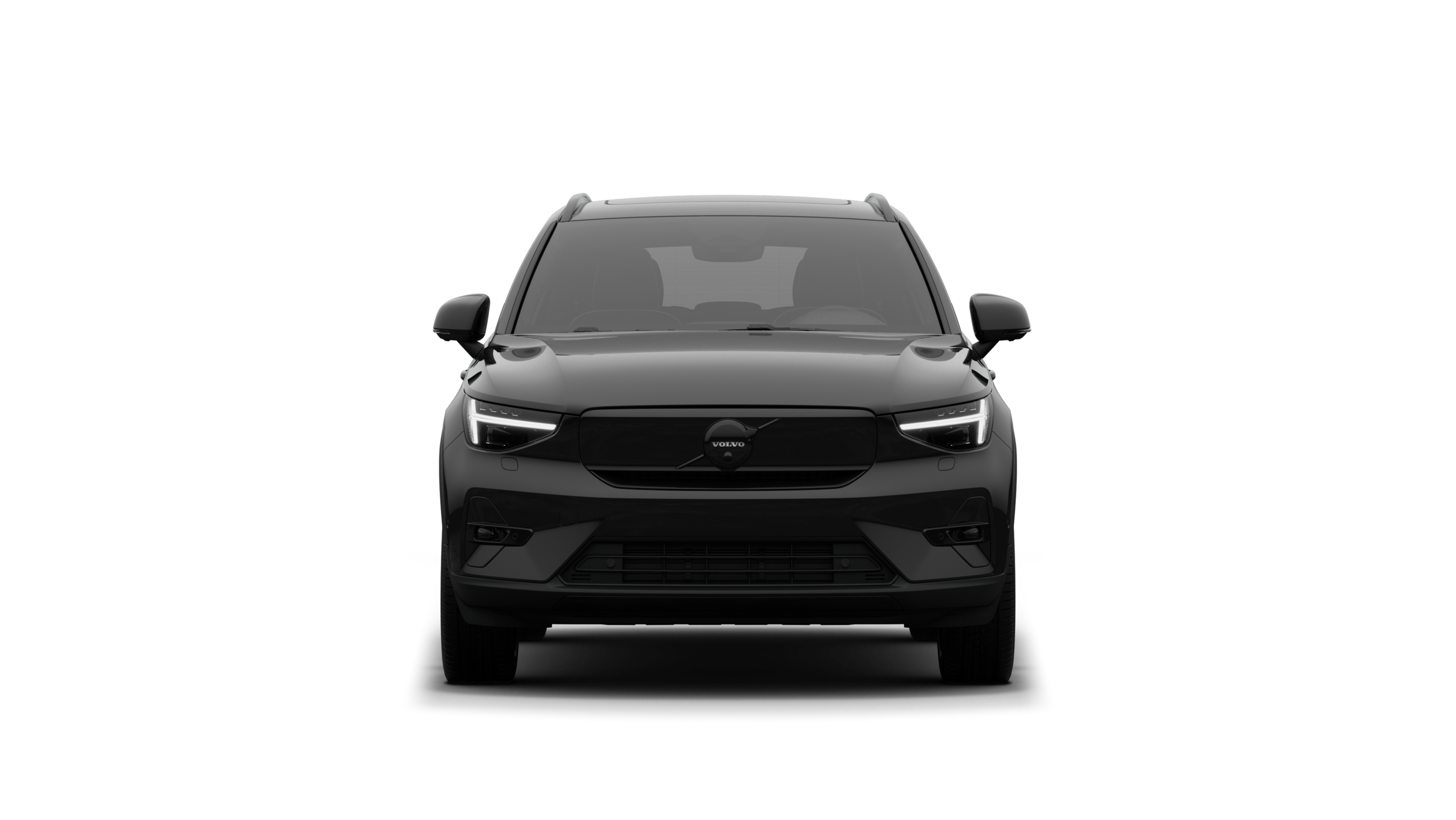 Front view of a Volvo car in a plain studio background.