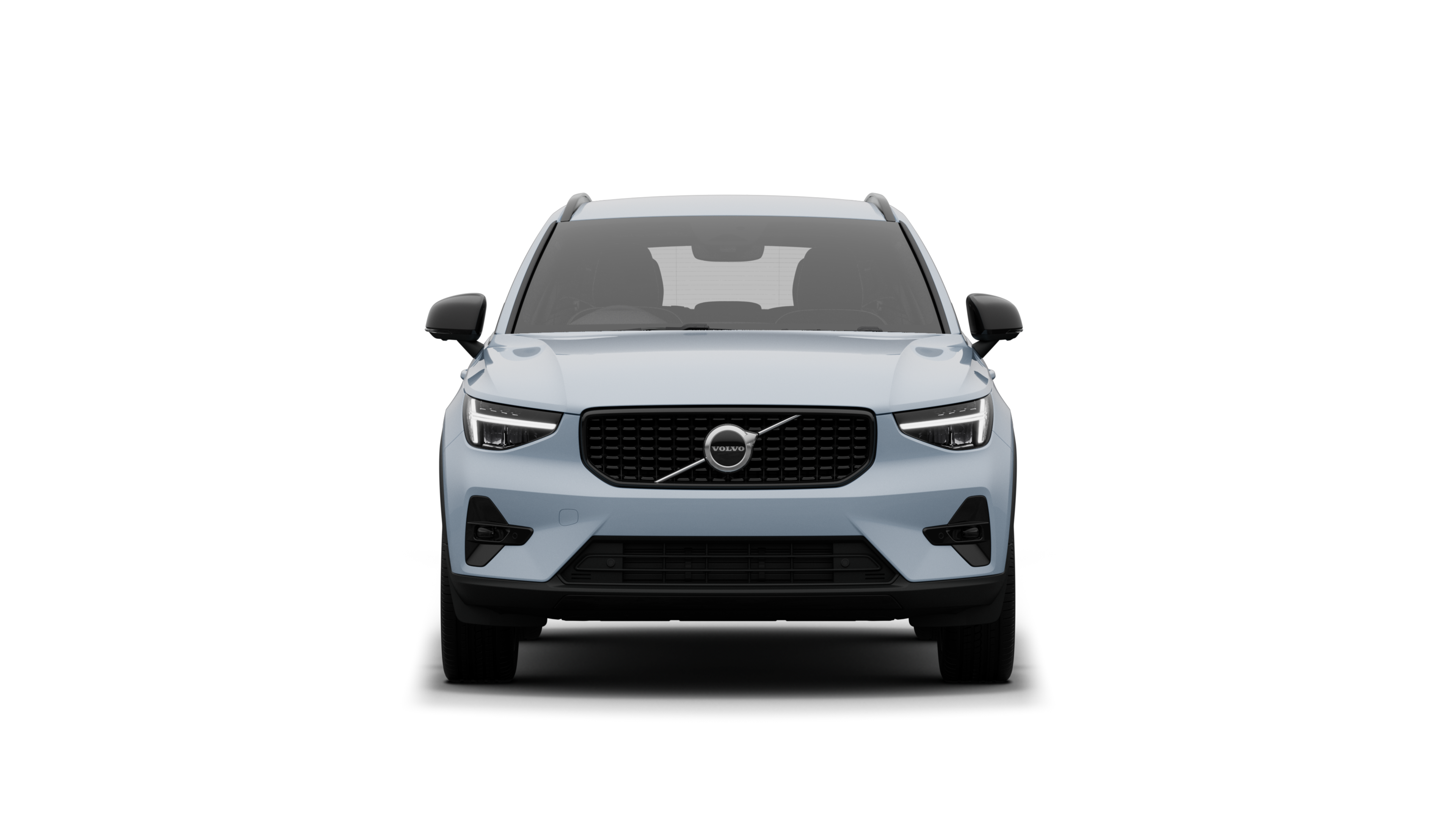Front view of a Volvo car in a plain studio background.