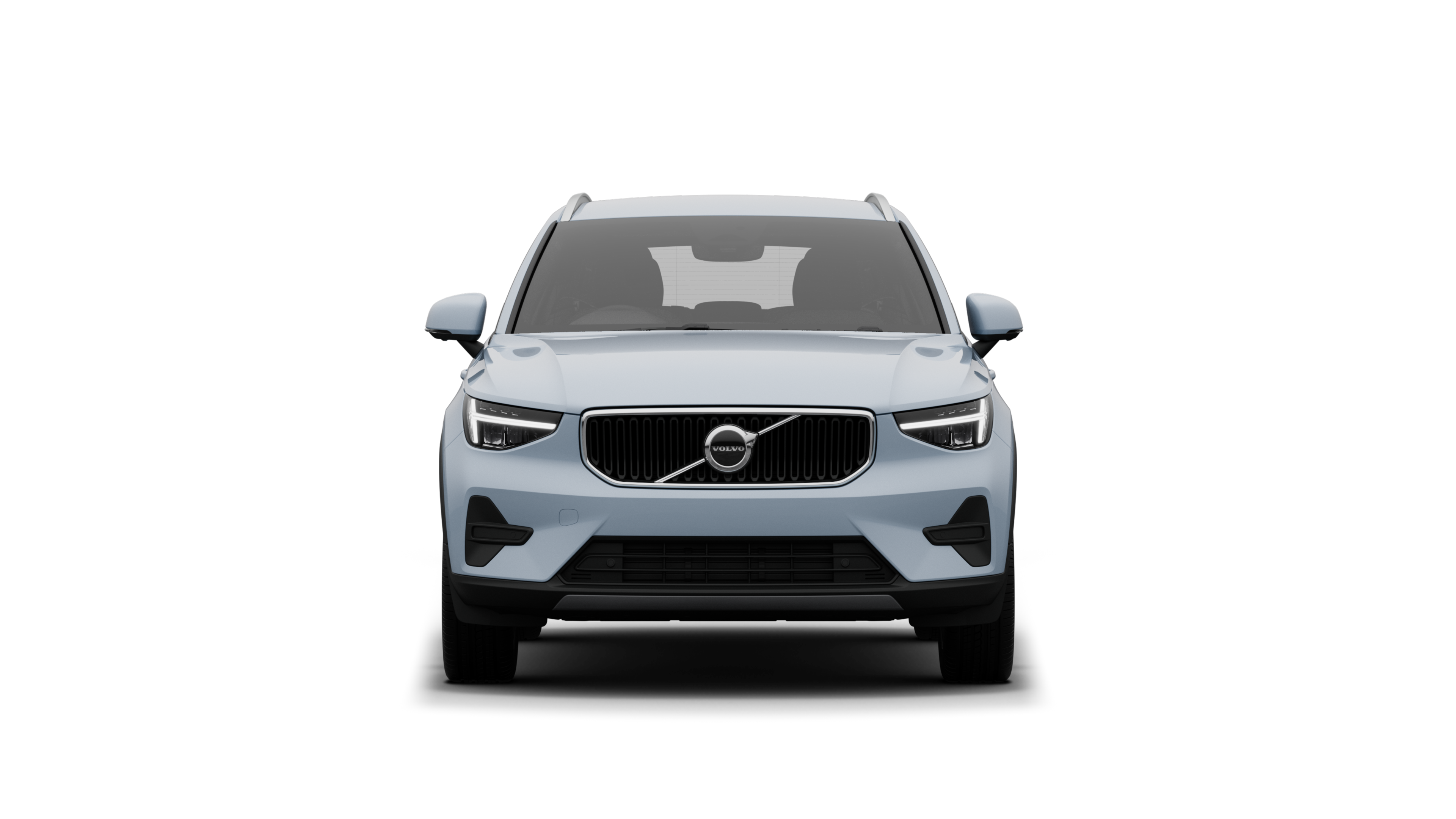 Front view of a Volvo car in a plain studio background.