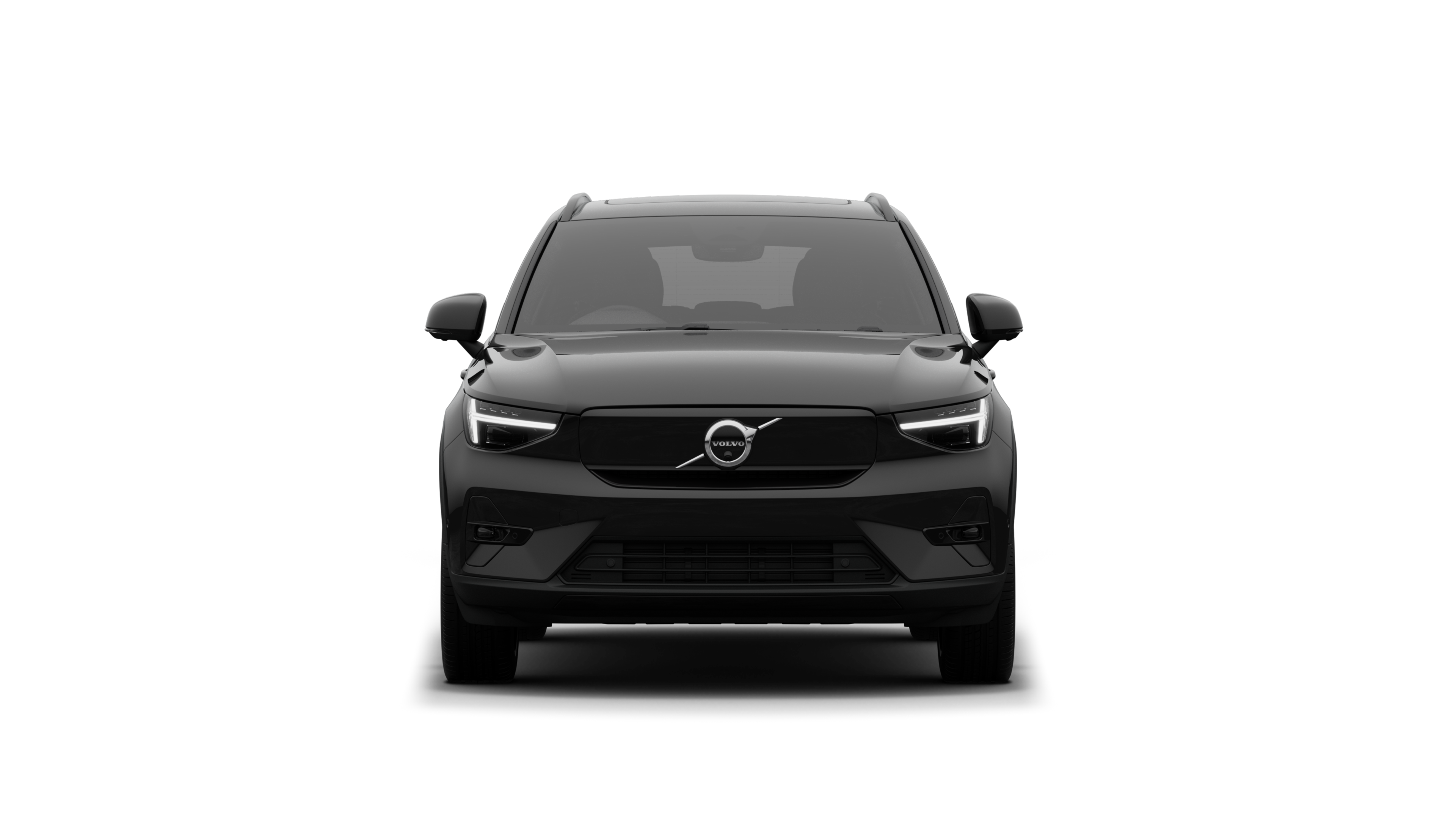 Front view of a Volvo car in a plain studio background.