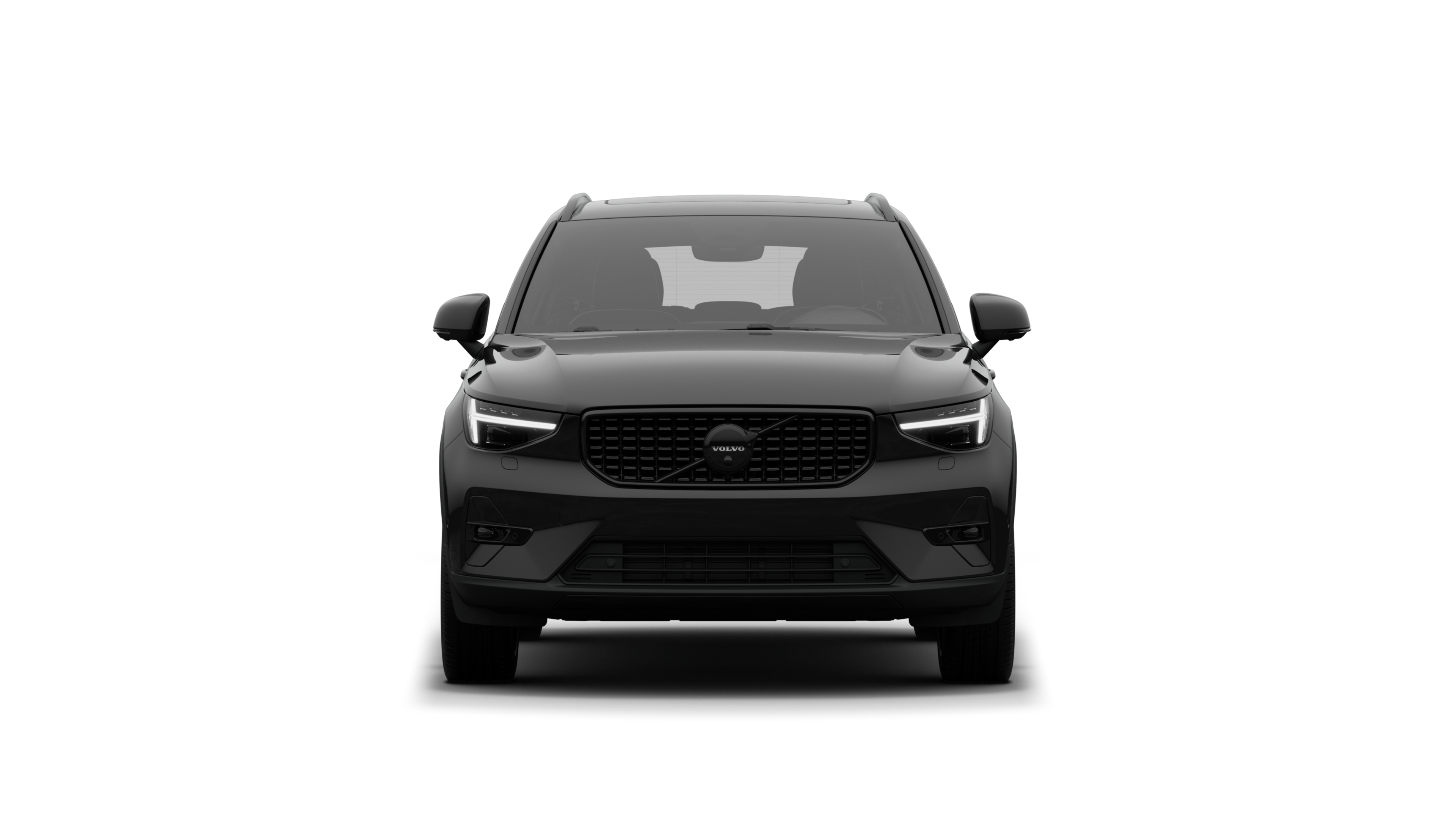 Vue de face d’une Volvo dans un simple arrière-plan de studio.