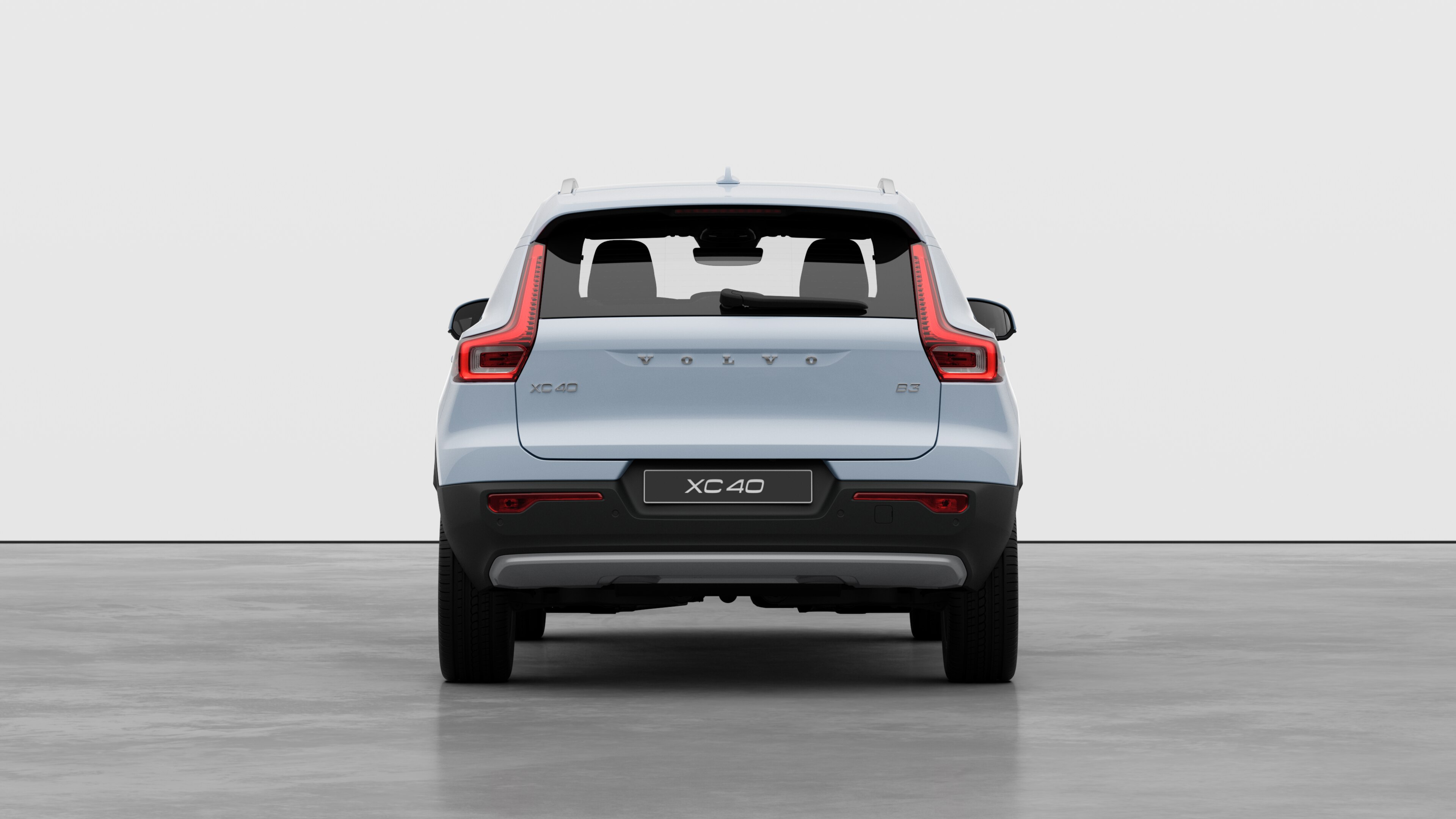 Volvo car rear view against a plain studio background.