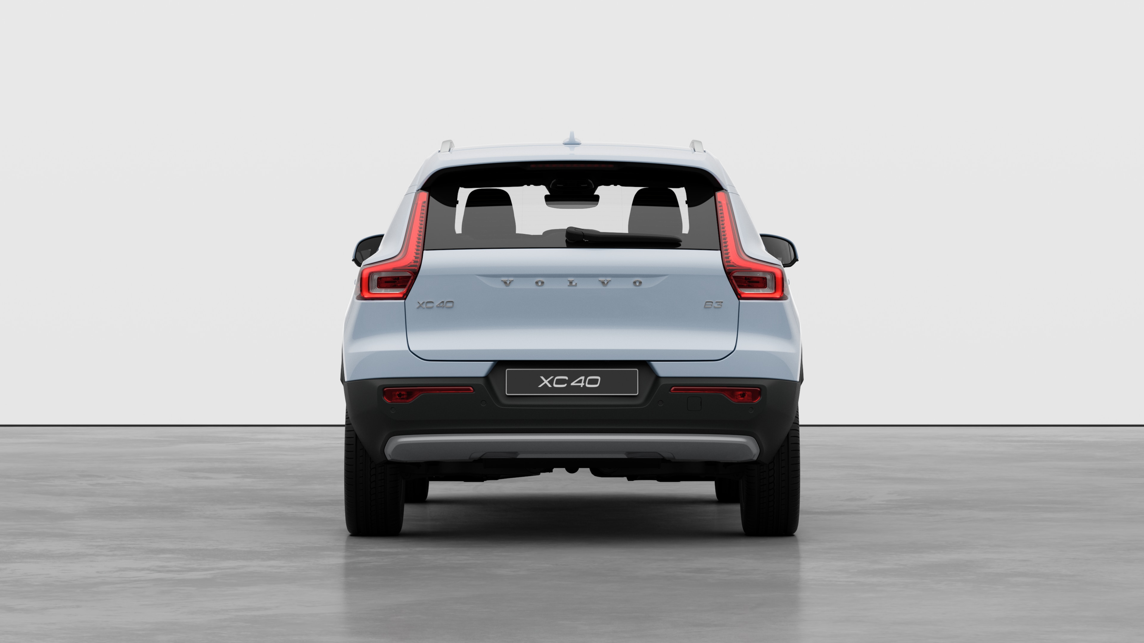 Volvo car rear view against a plain studio background.