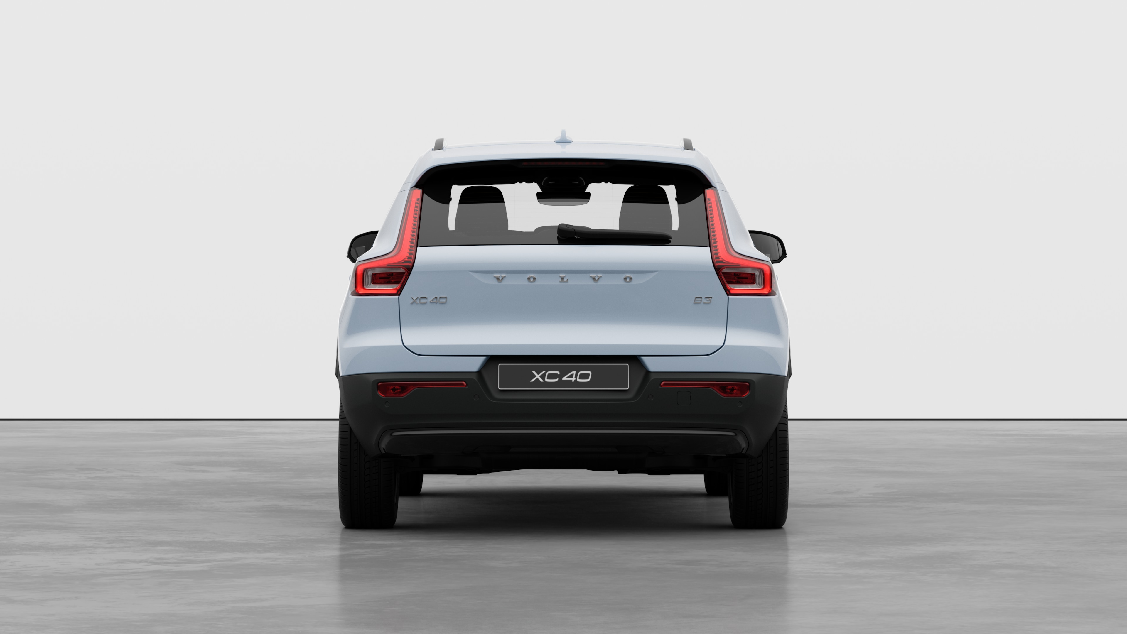 Volvo car rear view against a plain studio background.
