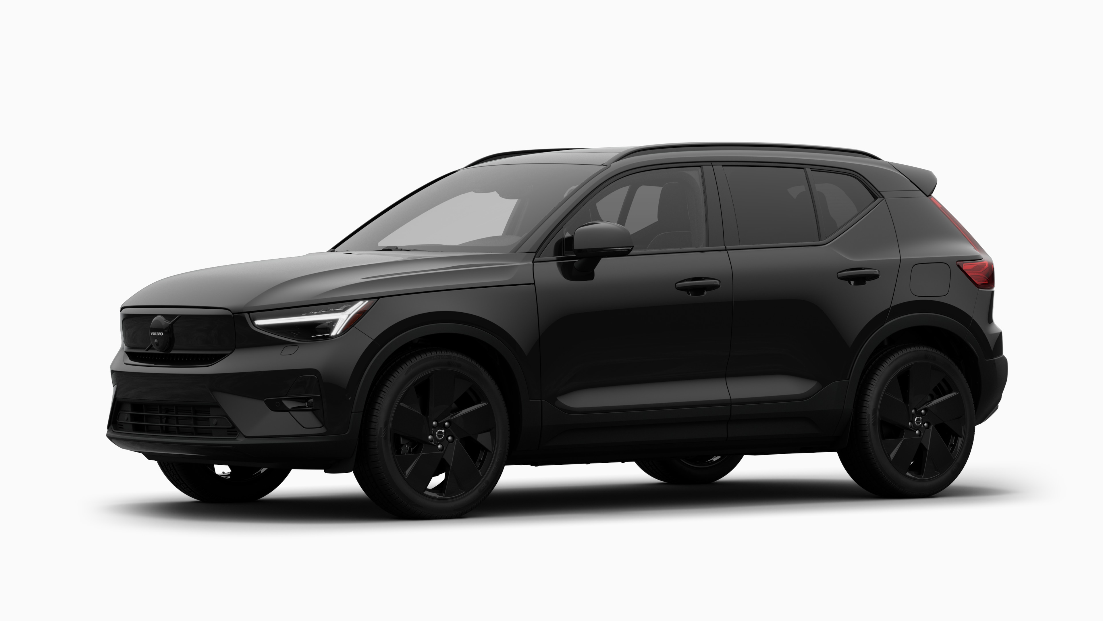Volvo car exterior in three-quarter view, plain studio background.