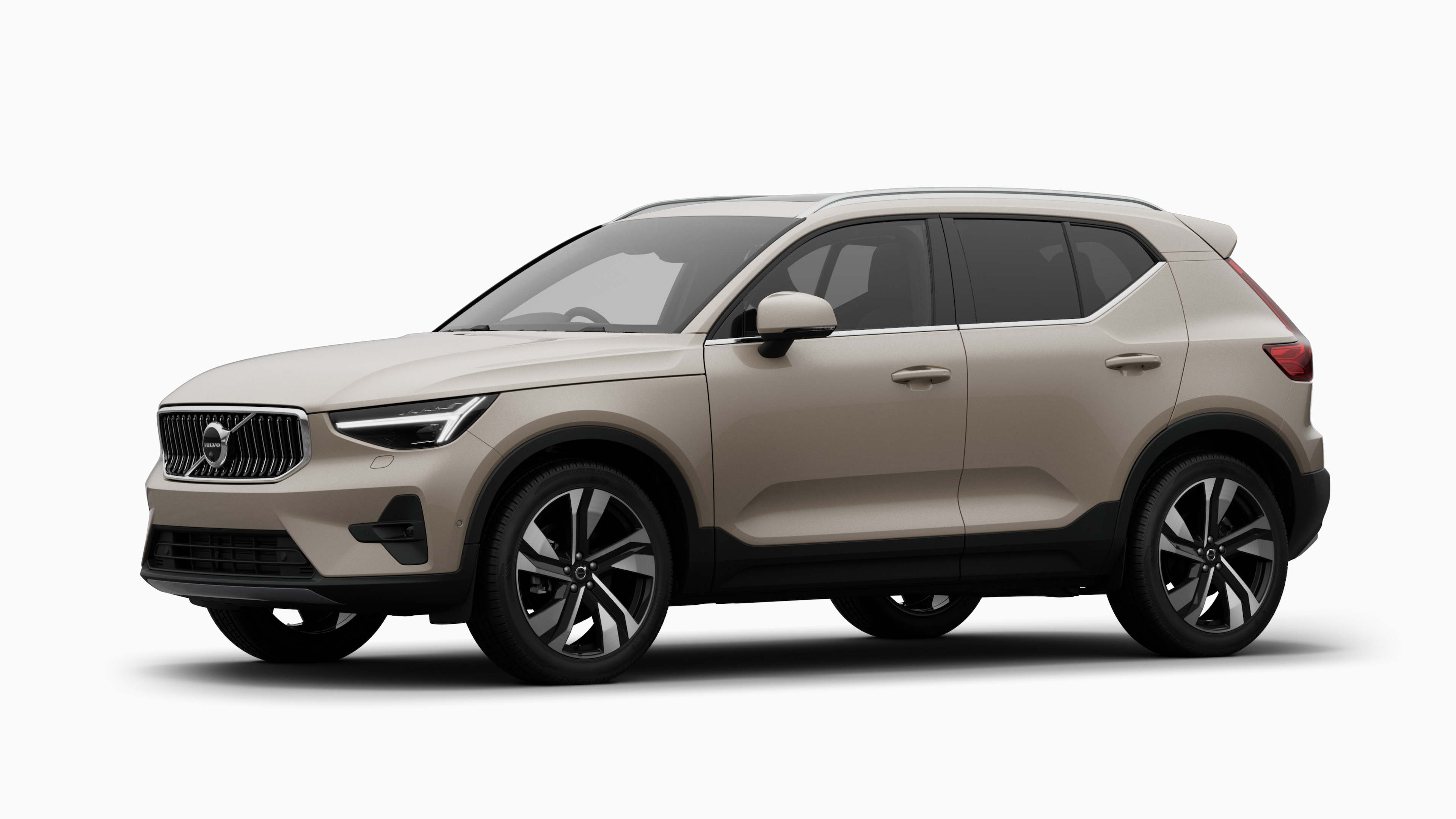 Volvo car exterior in three-quarter view, plain studio background.