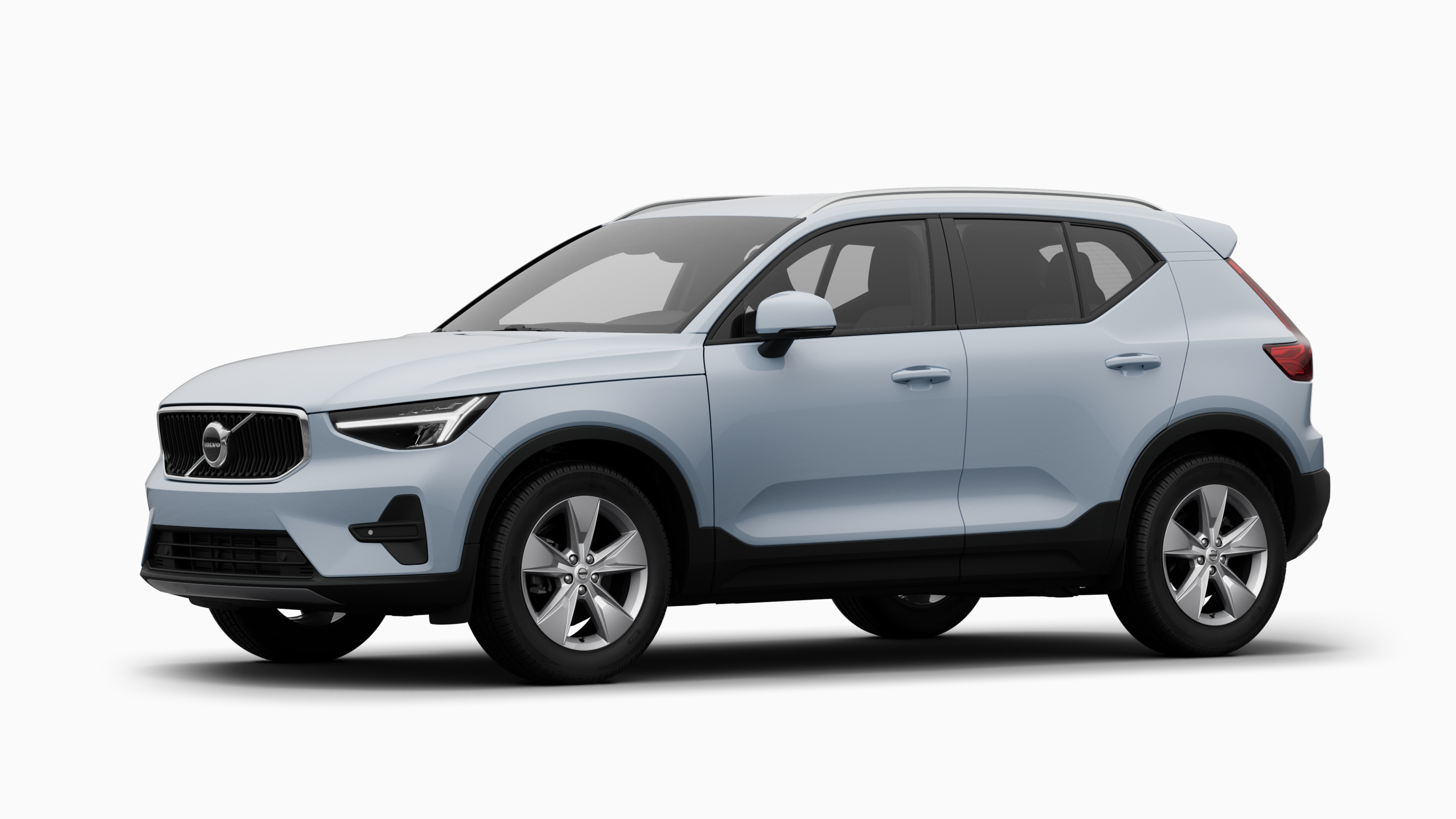 Exteriorul mașinii Volvo într-o vedere pe trei sferturi, fundal simplu de studio.