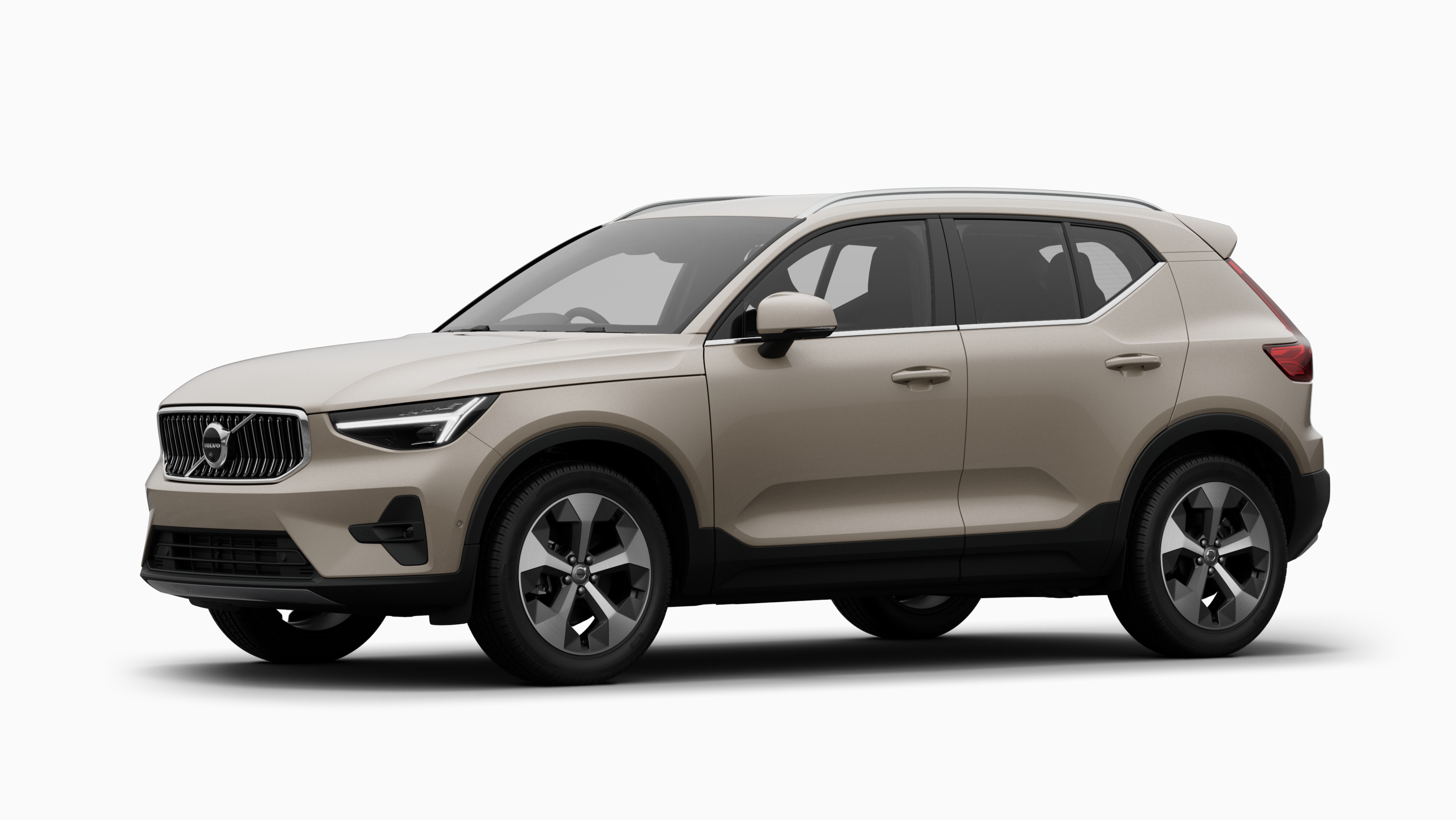 Volvo car exterior in three-quarter view, plain studio background.