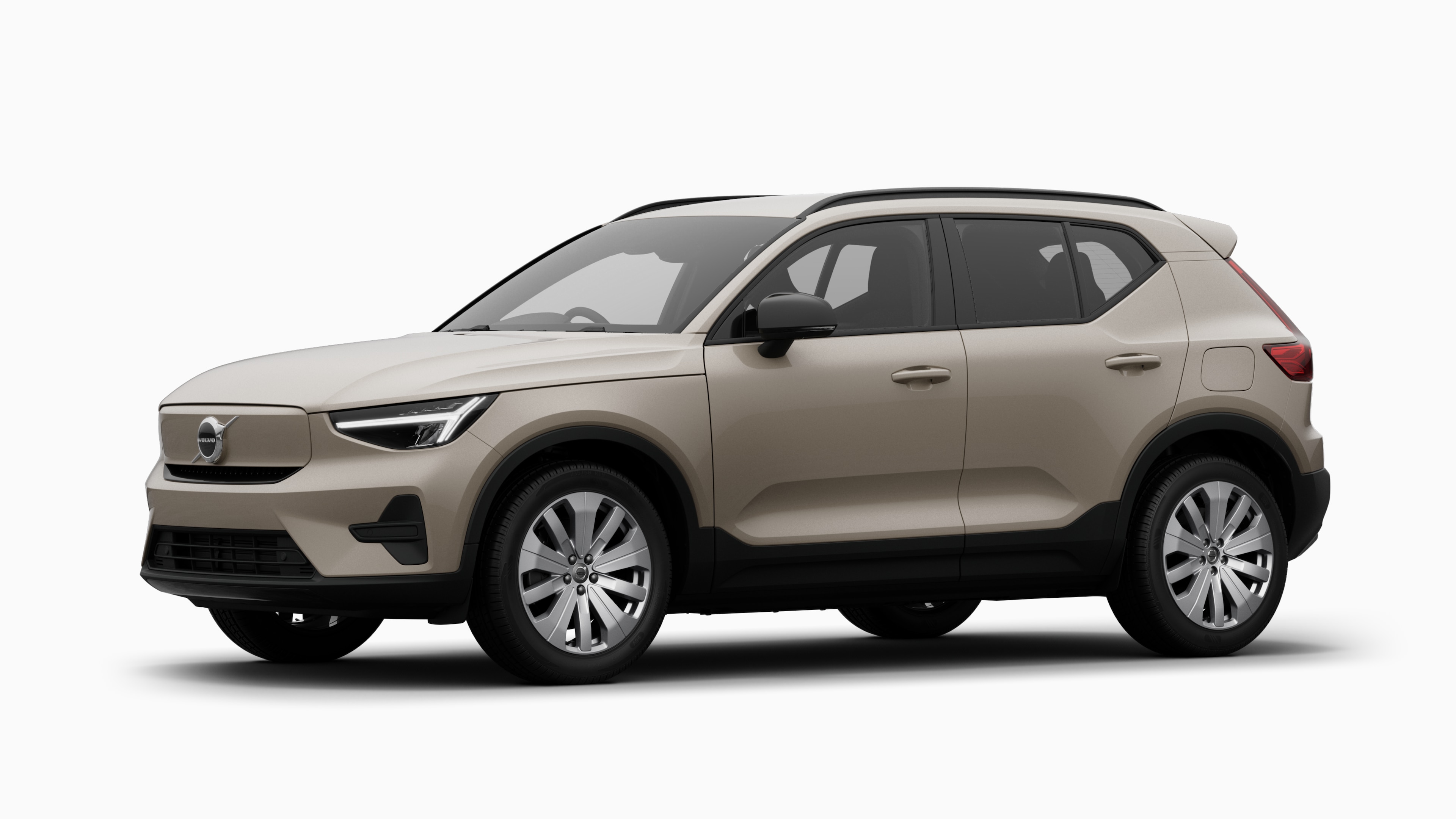 Volvo car exterior in three-quarter view, plain studio background.