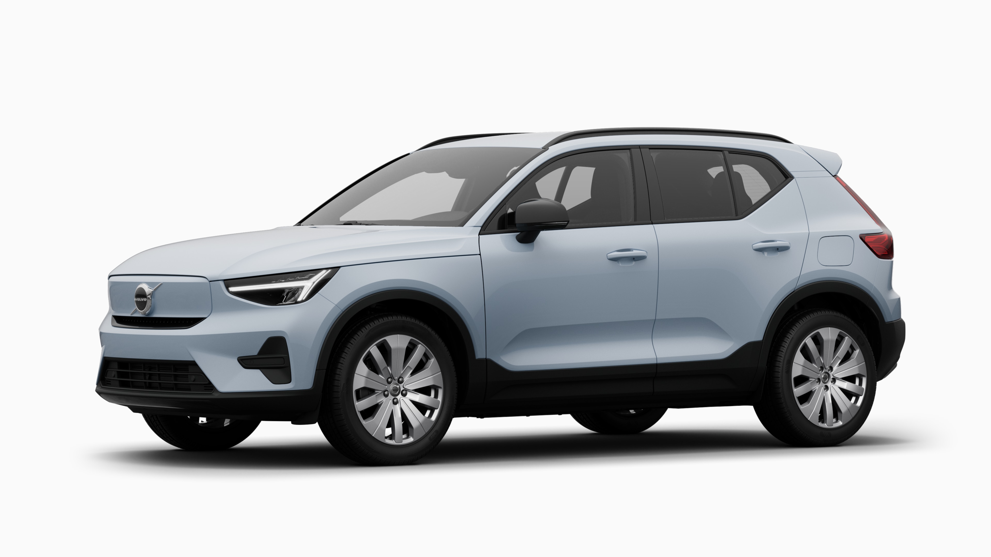 Volvo car exterior in three-quarter view, plain studio background.