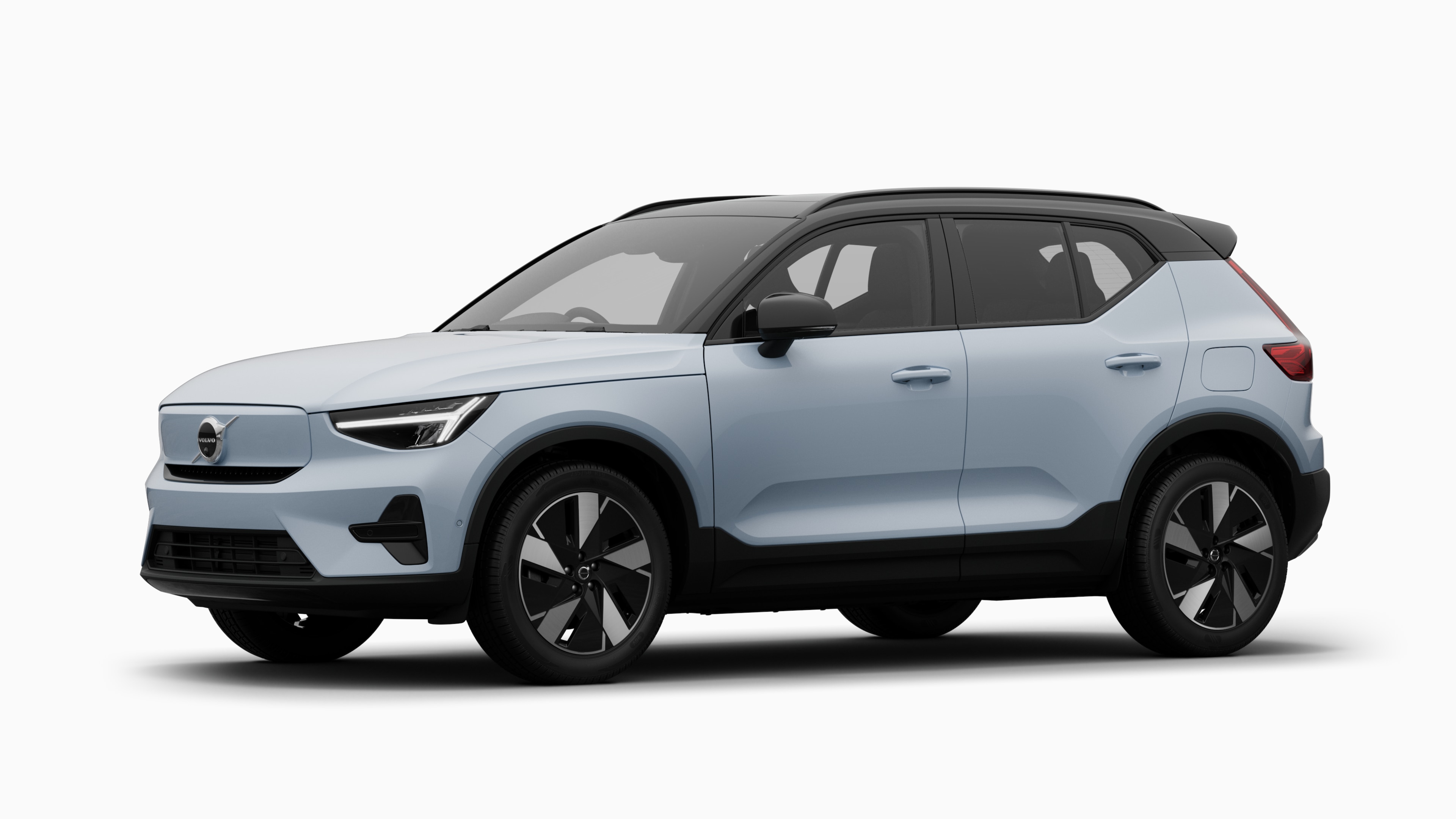 Volvo car exterior in three-quarter view, plain studio background.