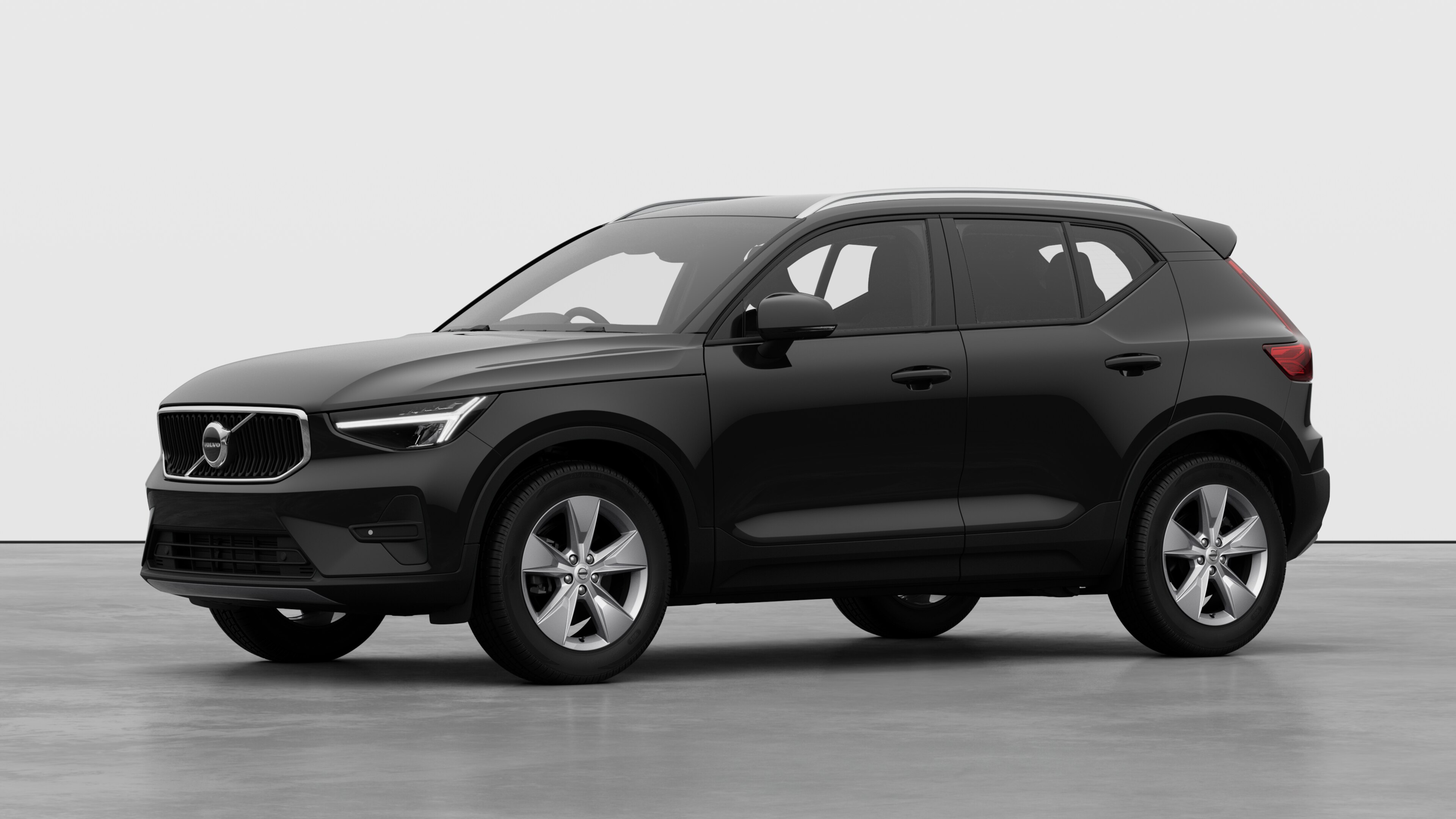 Volvo car exterior in three-quarter view, plain studio background.
