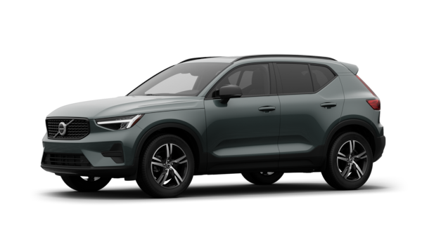 Volvo car exterior in three-quarter view, plain studio background.