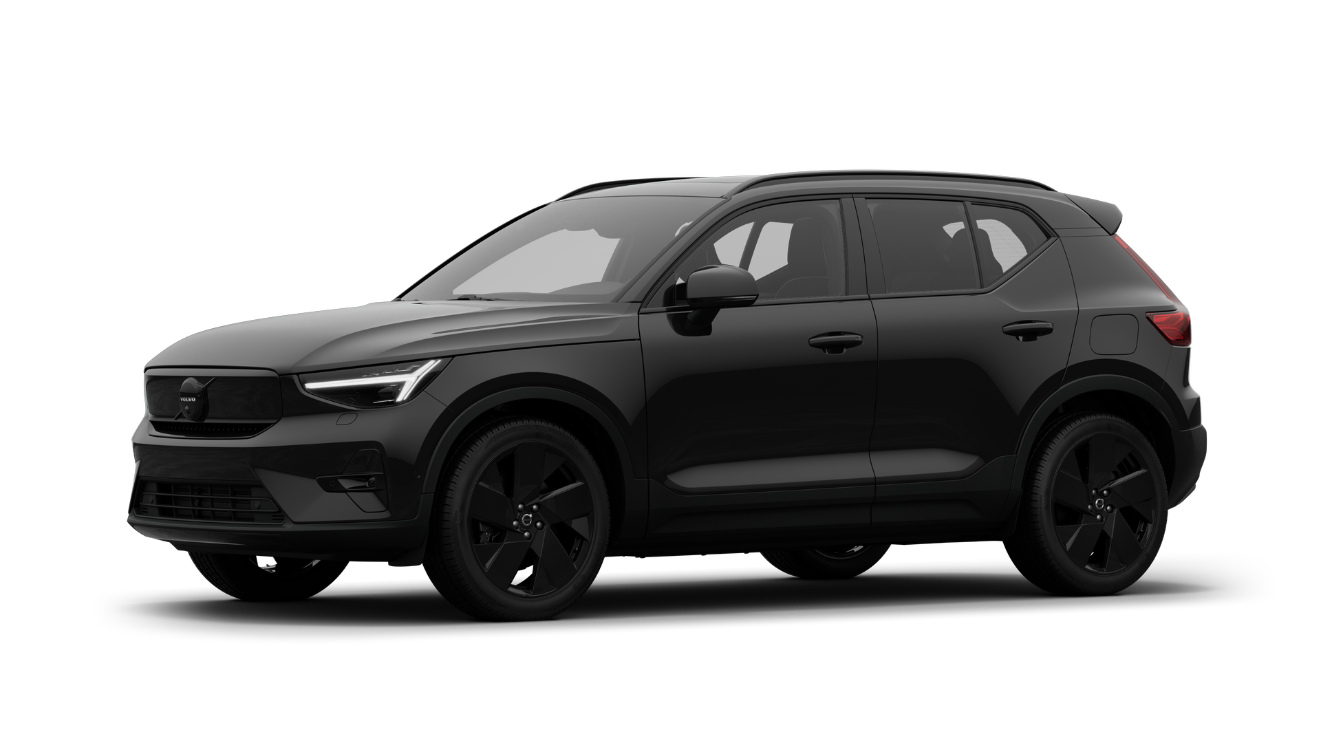 Volvo avtomobil eksteryer üç dörddə bir baxışda, sadə studiya fonunda.