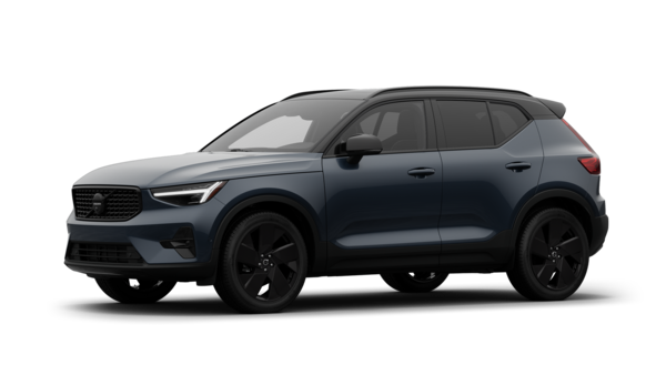 Volvo car exterior in three-quarter view, plain studio background.