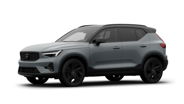 Volvo car exterior in three-quarter view, plain studio background.