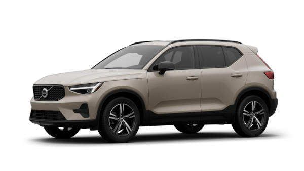 Volvo car exterior in three-quarter view, plain studio background.
