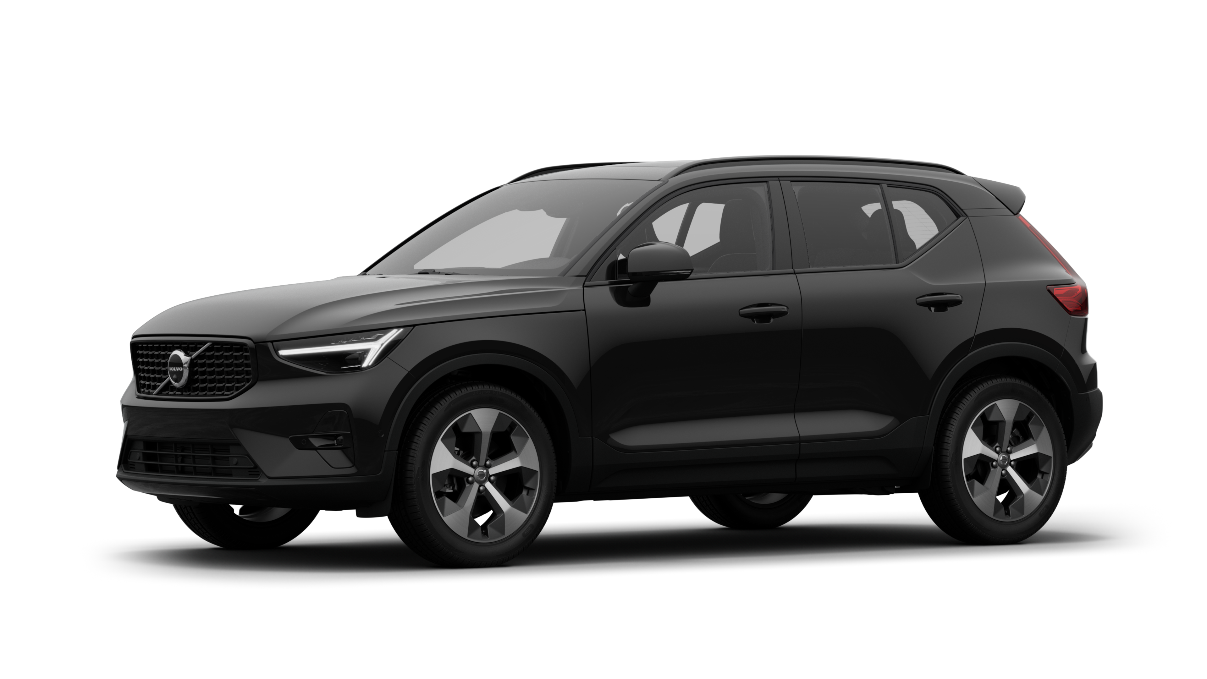 Volvo car exterior in three-quarter view, plain studio background.