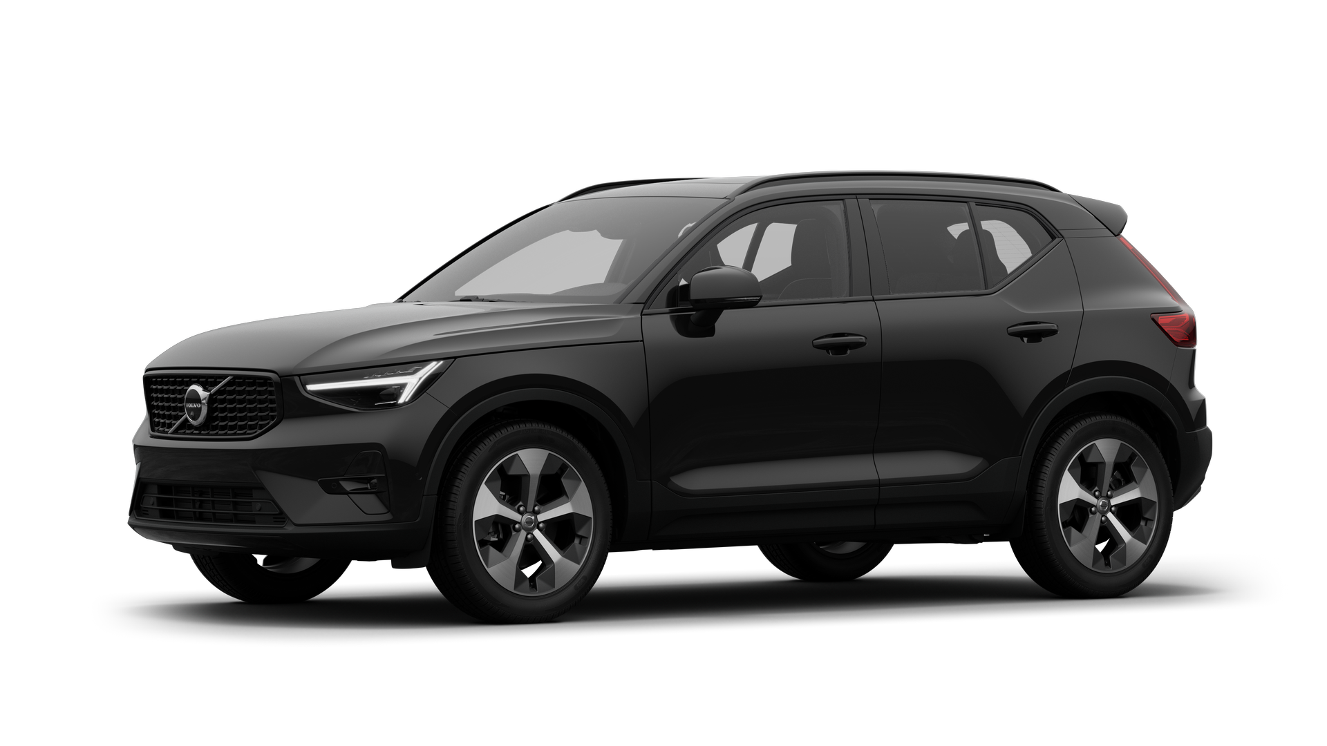 Volvo car exterior in three-quarter view, plain studio background.