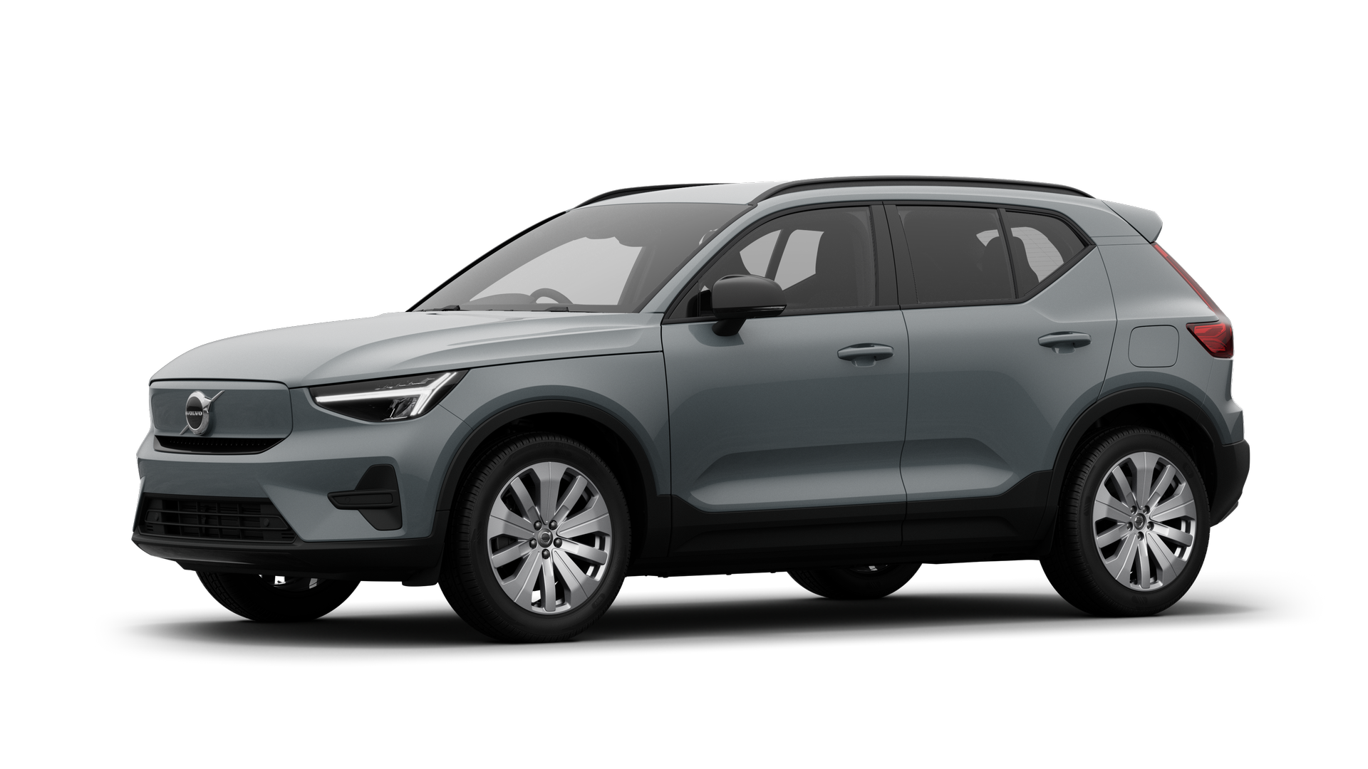 Volvo car exterior in three-quarter view, plain studio background.