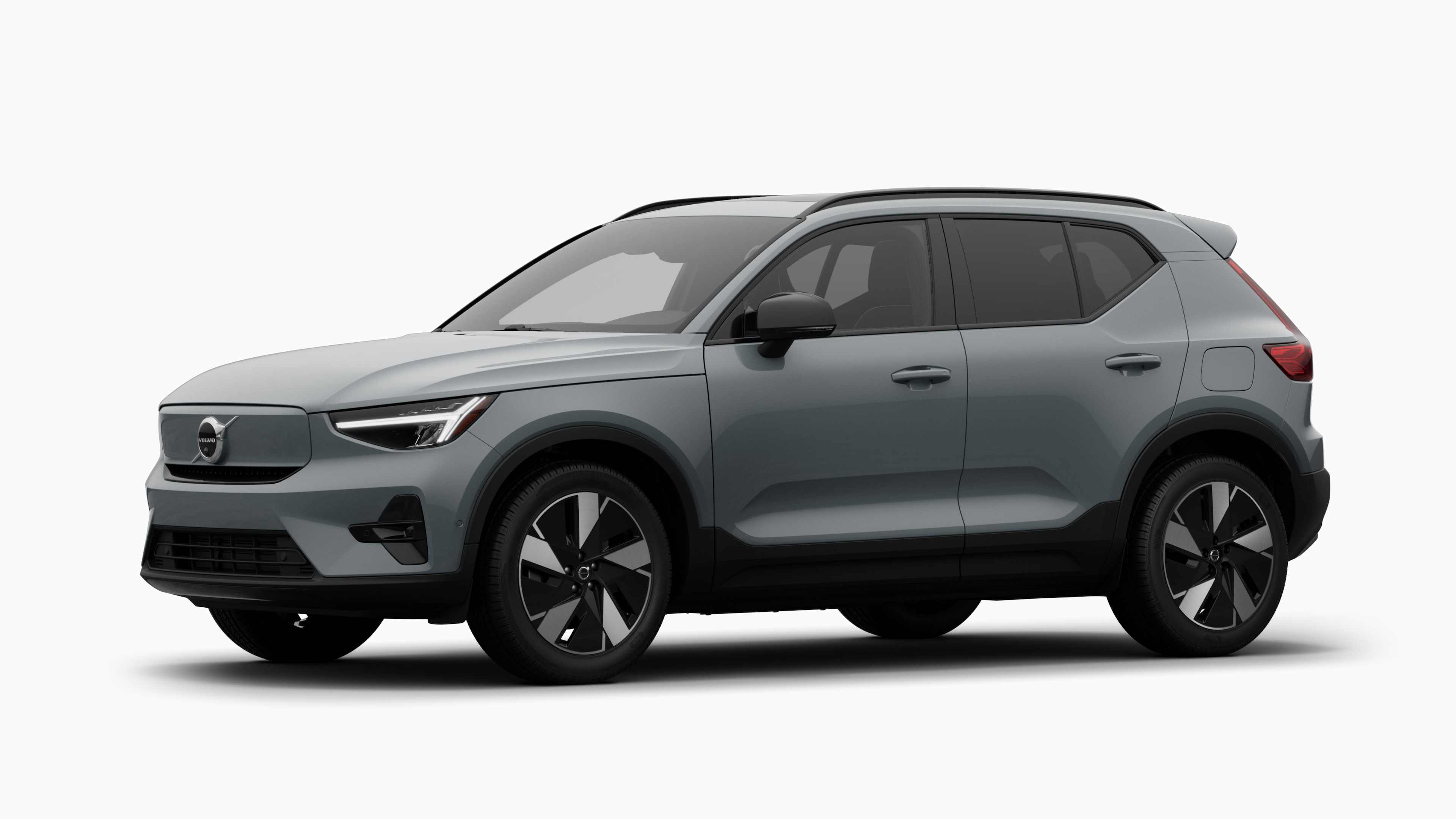 Volvo car exterior in three-quarter view, plain studio background.